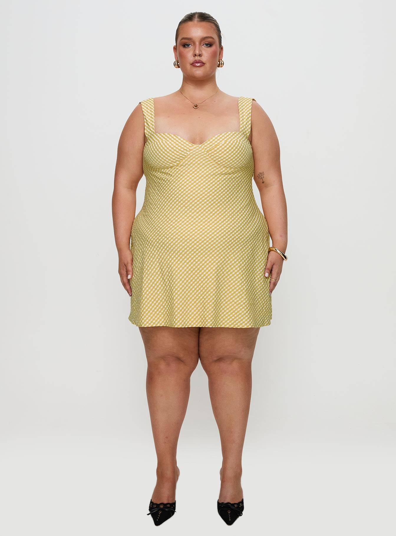 Mcbeath Mini Dress Yellow Curve Outlet Clearance