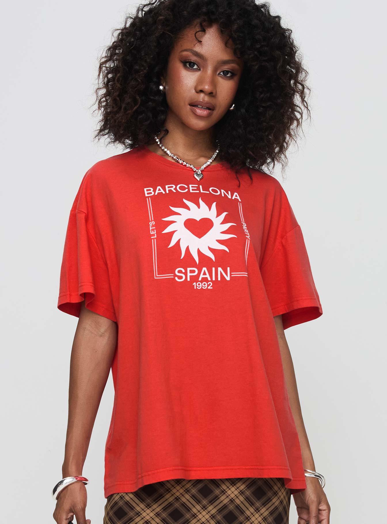 Party In Barcelona Oversized Tee Red Discount Professional