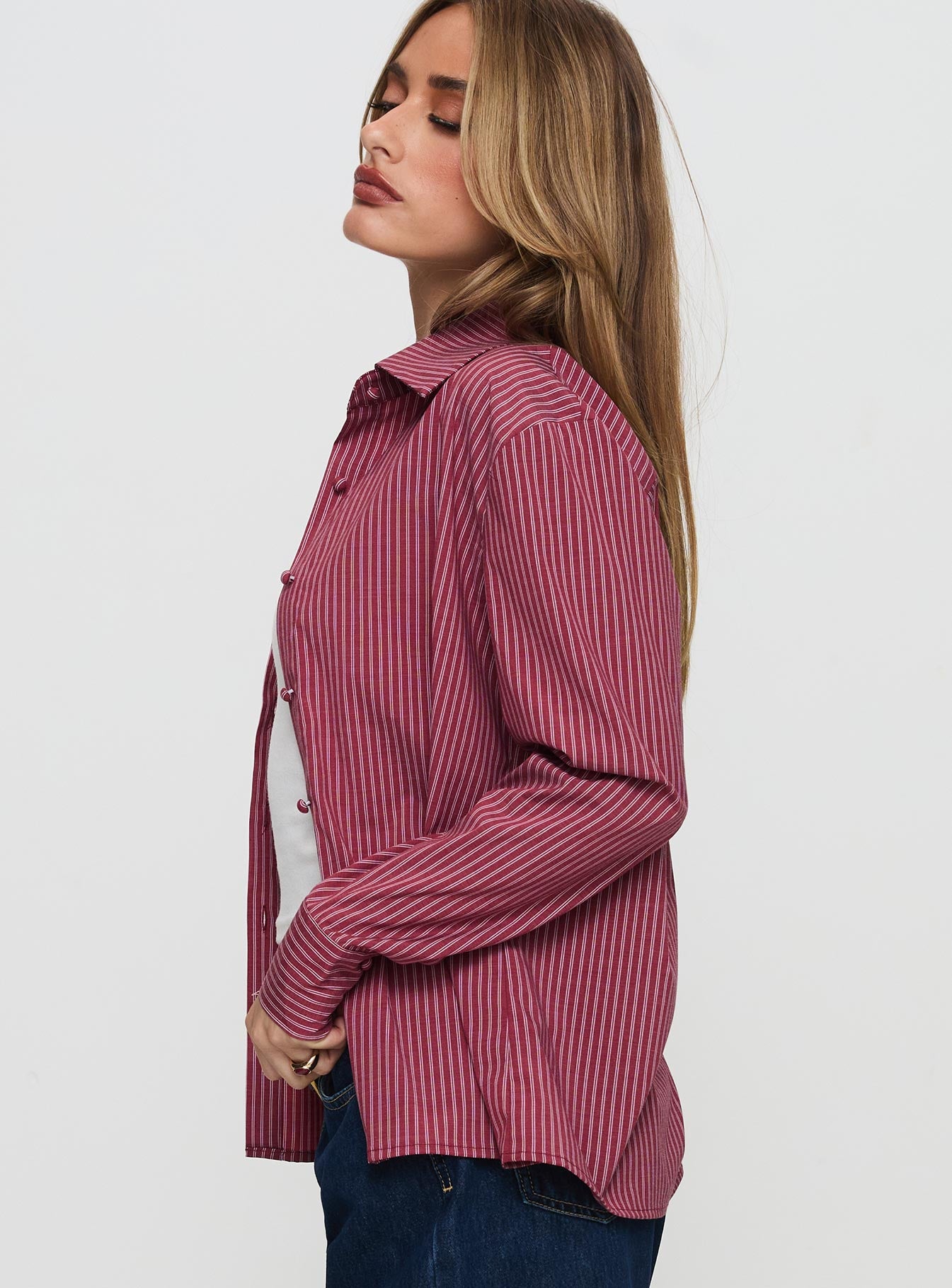 Mandisa Long Sleeve Top Red Stripe Cheap Pices Authentic