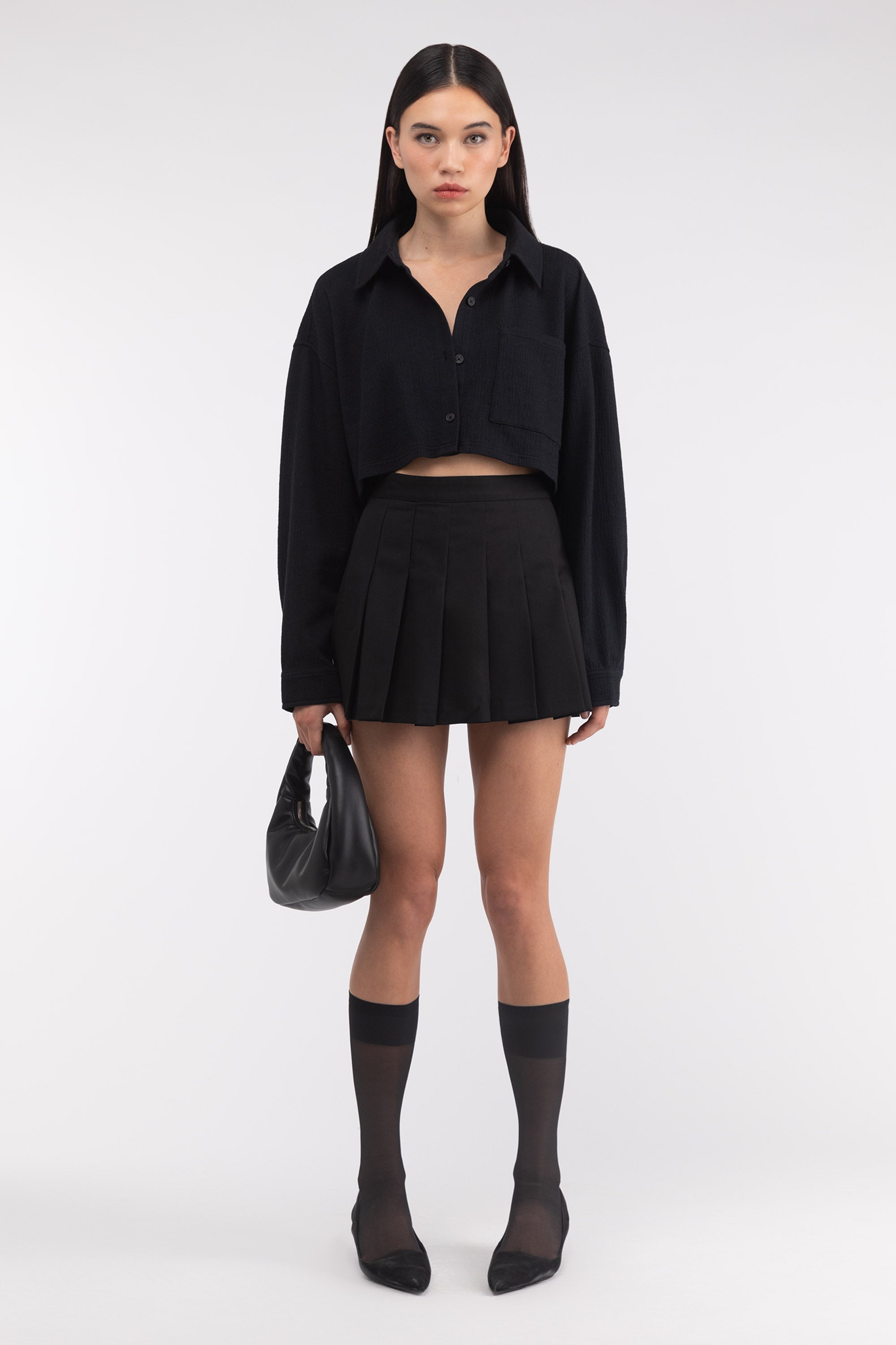 CROPPED OVERSIZED KNIT SHIRT Clearance Pictures