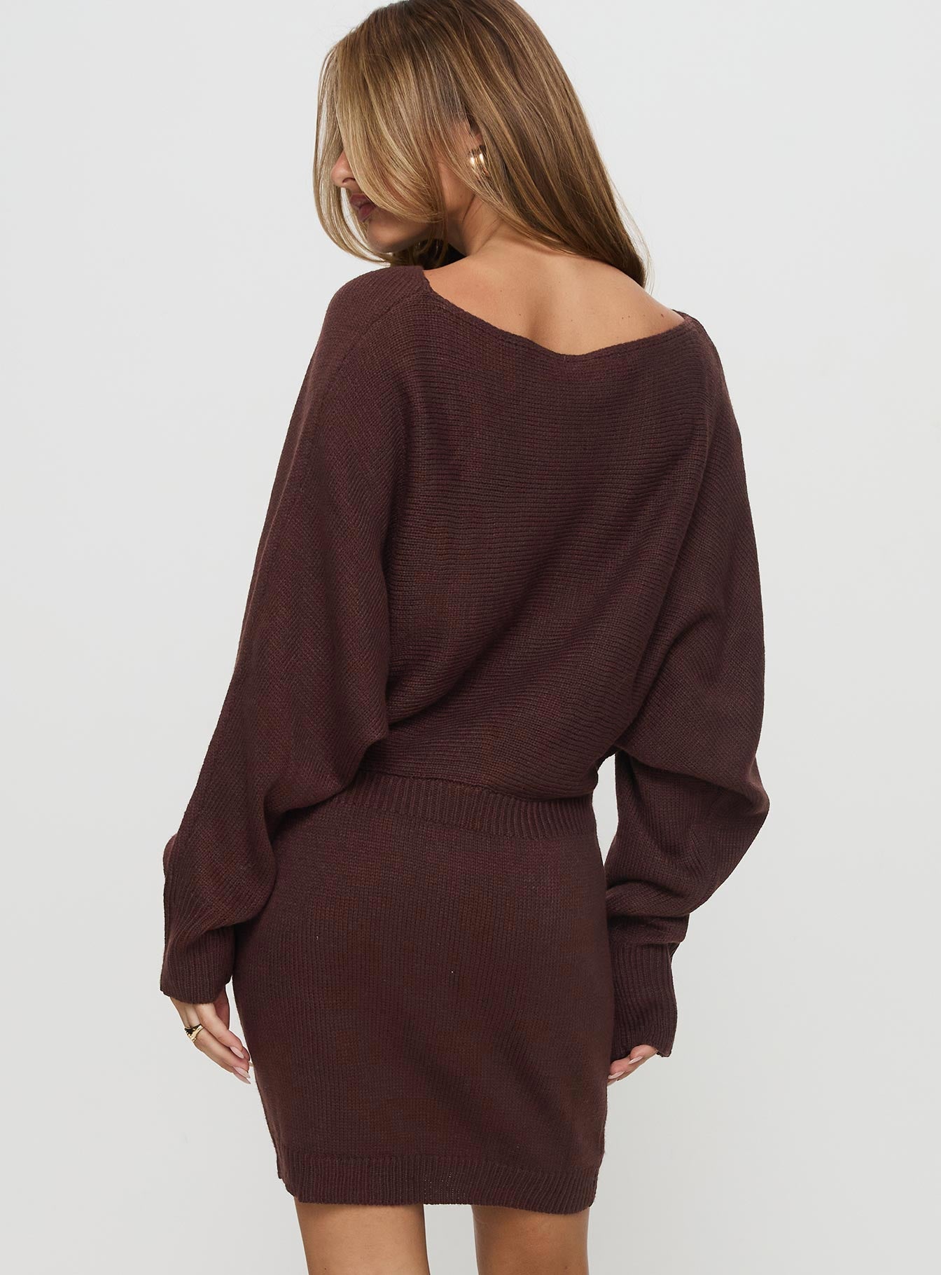 Bellamie Long Sleeve Mini Dress Chocolate Clearance Order