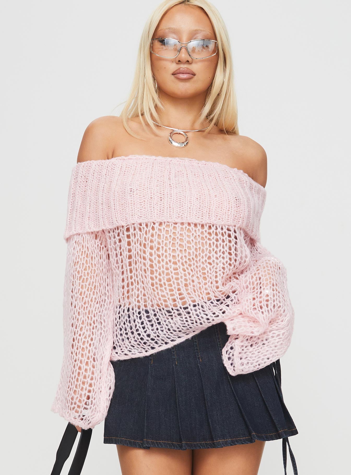 Trapok Off The Shoulder Sweater Pink With Paypal Low Pice