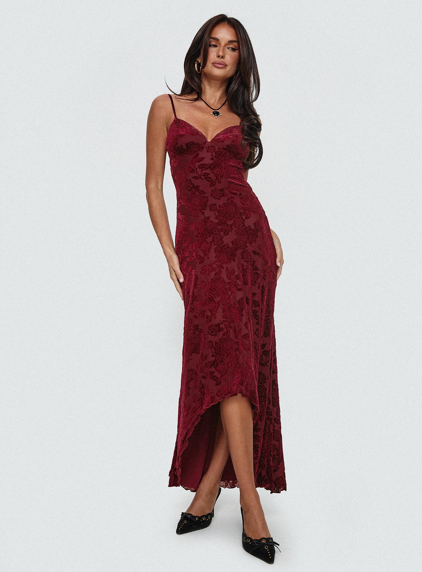 Rumours Slippy Burnout Maxi Dress Burgundy Looking For Cheap Pice