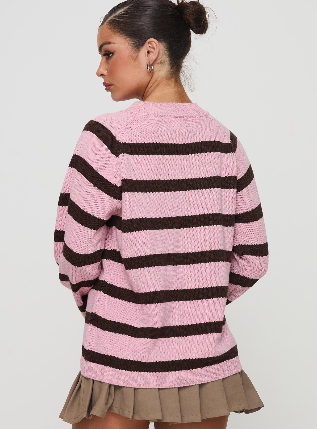 Jacquette Knit Sweater Pink / Brown Find Great For Sale