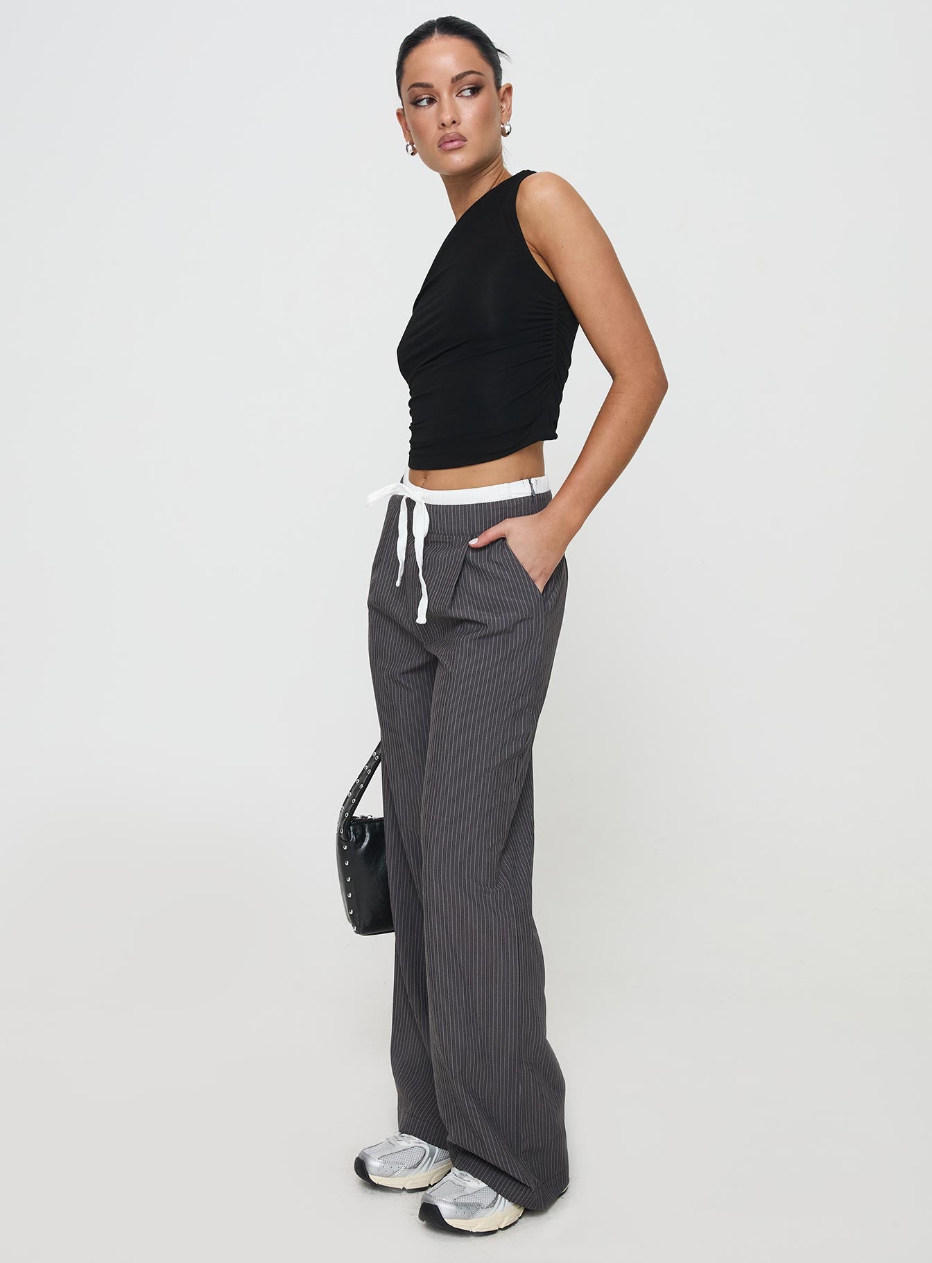 Auclaire Pinstripe Pant Charcoal Sale Visit