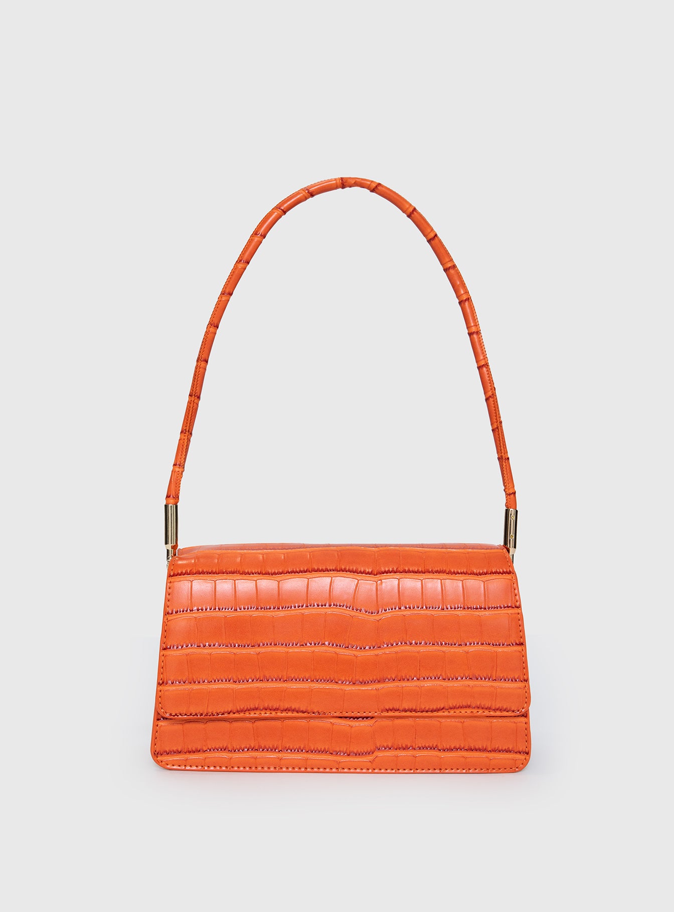 Moshe Croc Shoulder Bag Orange Outlet 2025