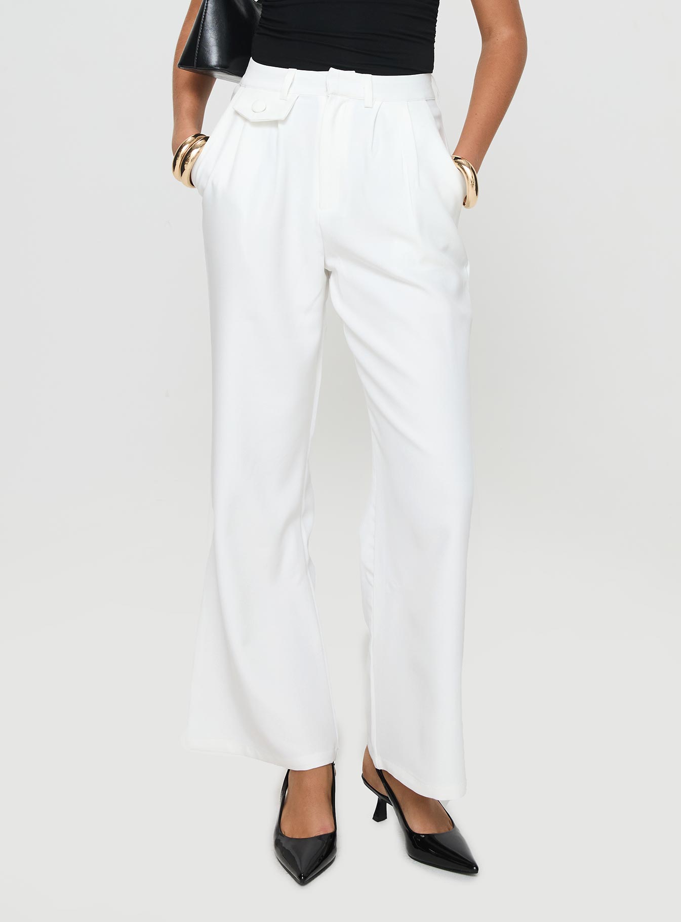 Jazzar Pocket Detail Pleated Pant White Petite Clearance Great Deals