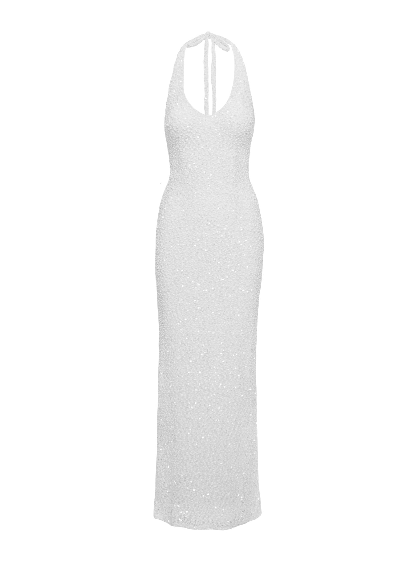 Moon And Back Boucle Sequin Maxi Dress White Affordable Cheap Pice