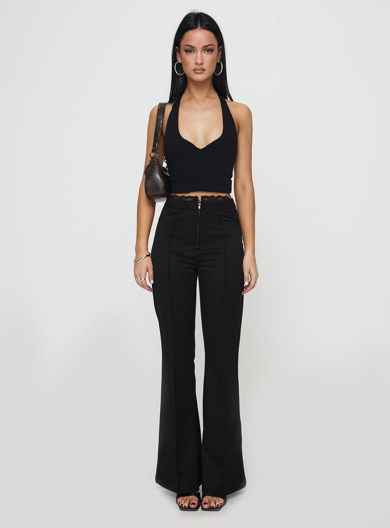 Stellina Slim Fit Flared Pants Black Sale Footlocker Pictures