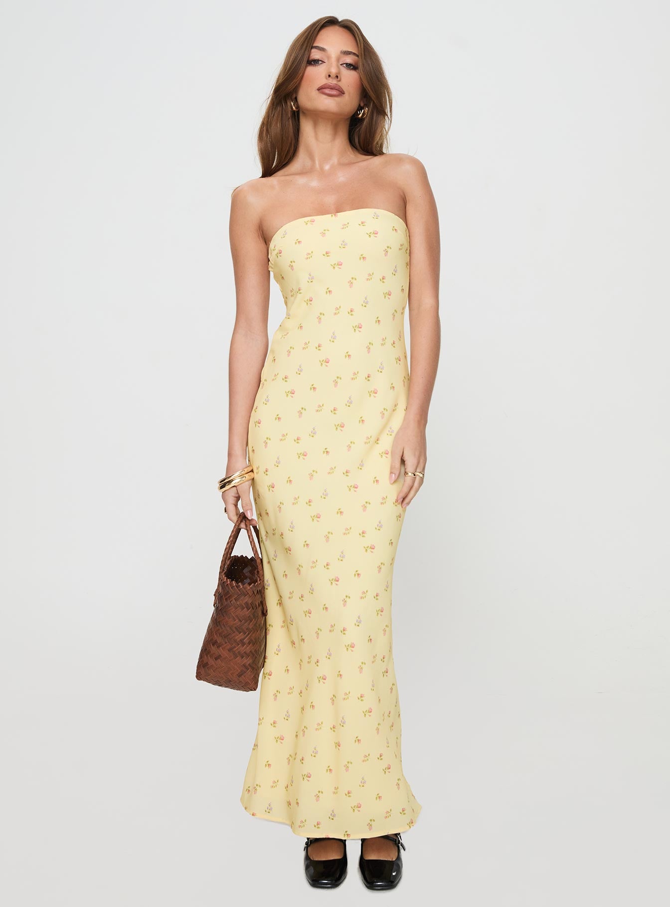 Brydie Strapless Maxi Dress Yellow Floral Cheap Sale Outlet Locations