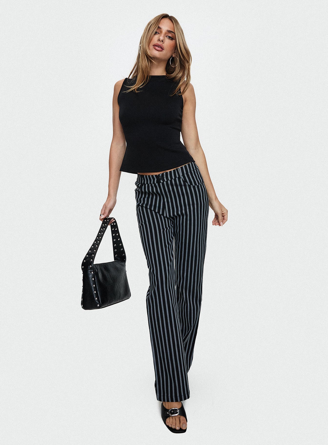 Allude Low Waist Pinstripe Pant Black Cheap Perfect