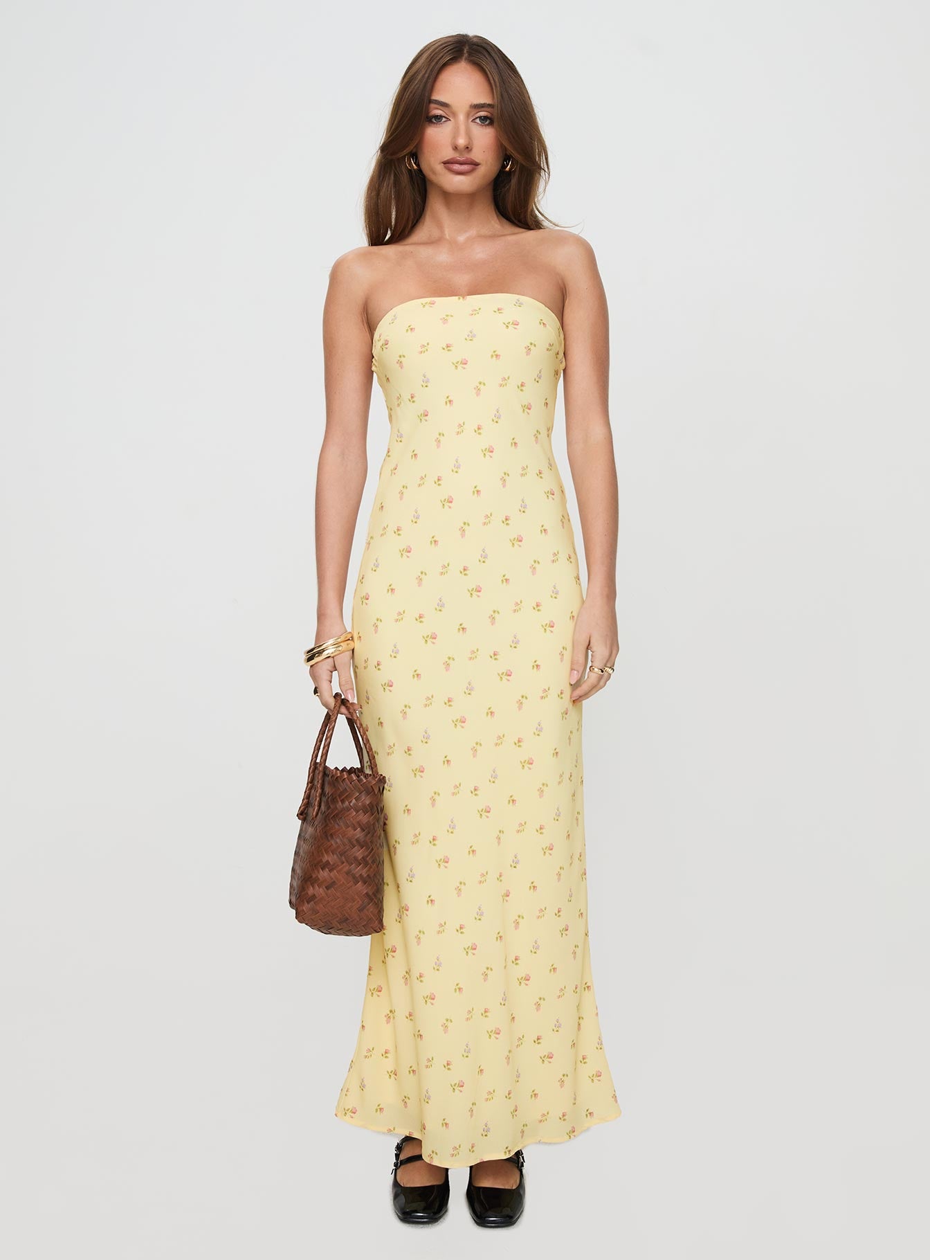 Brydie Strapless Maxi Dress Yellow Floral Cheap Sale Outlet Locations