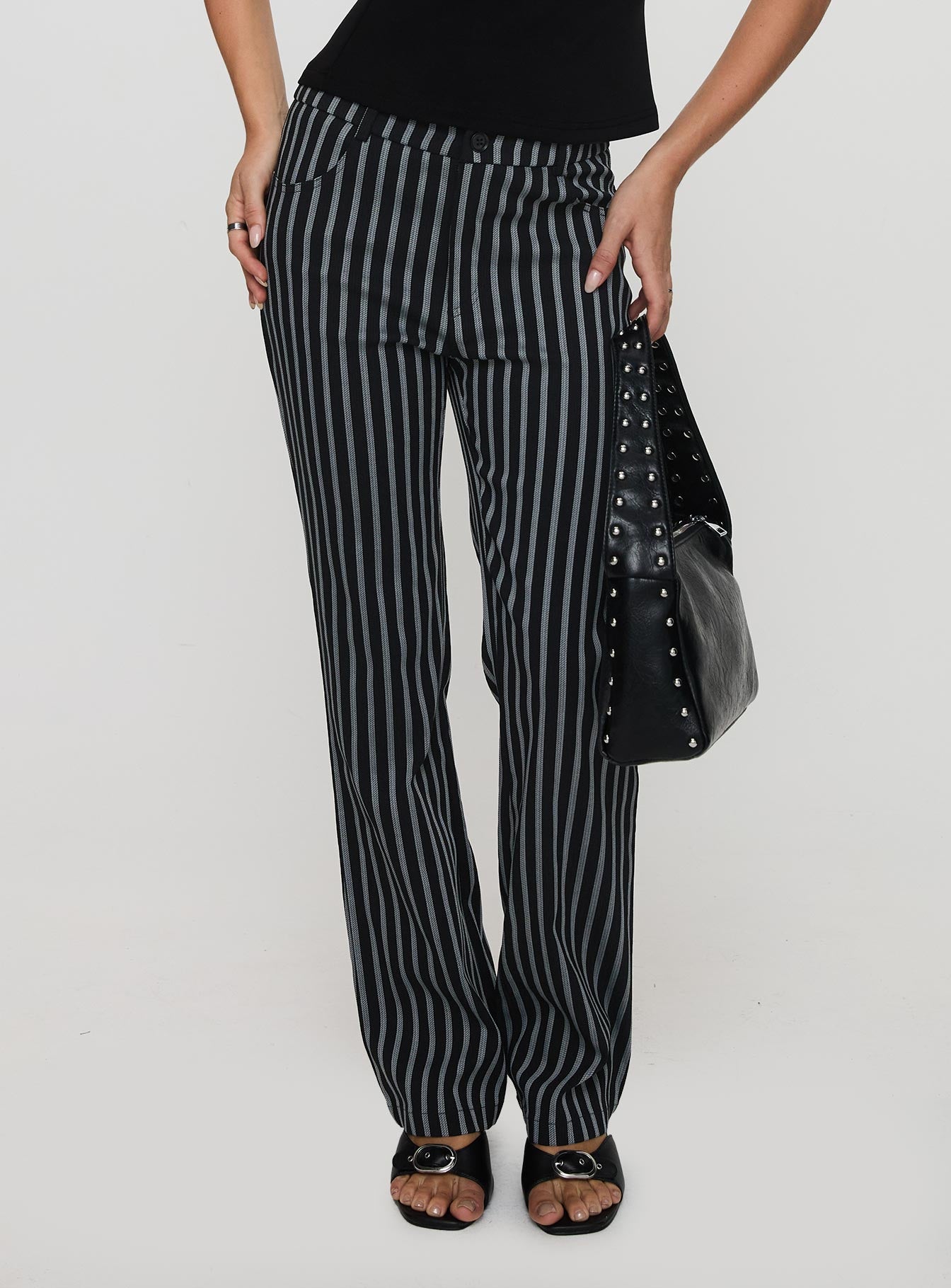 Allude Low Waist Pinstripe Pant Black Cheap Perfect