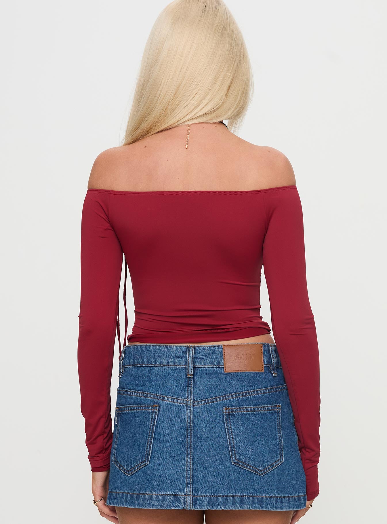Where You At Off Shoulder Long Sleeve Top Red Cheap Pice Discount Authentic