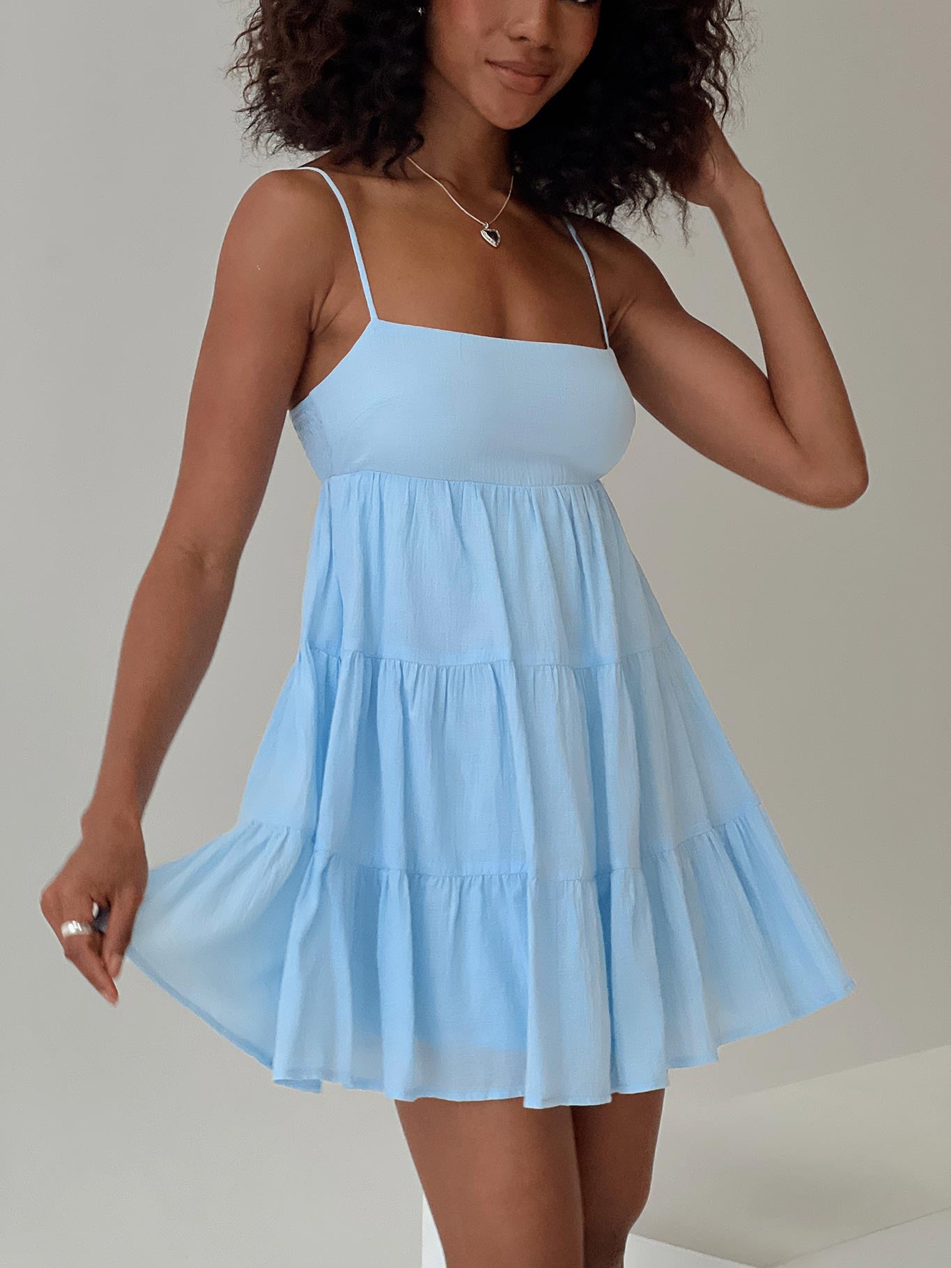 Palatial Mini Dress Light Blue For Sale For Sale