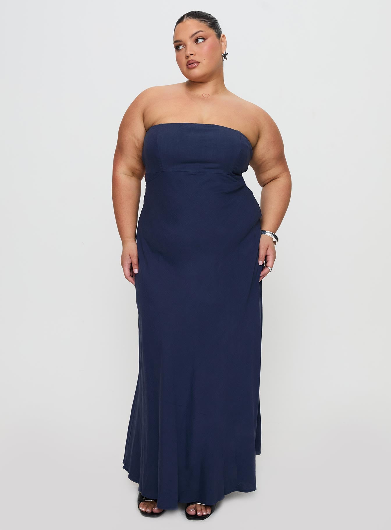 Yahir Strapless Maxi Dress Navy Curve Browse
