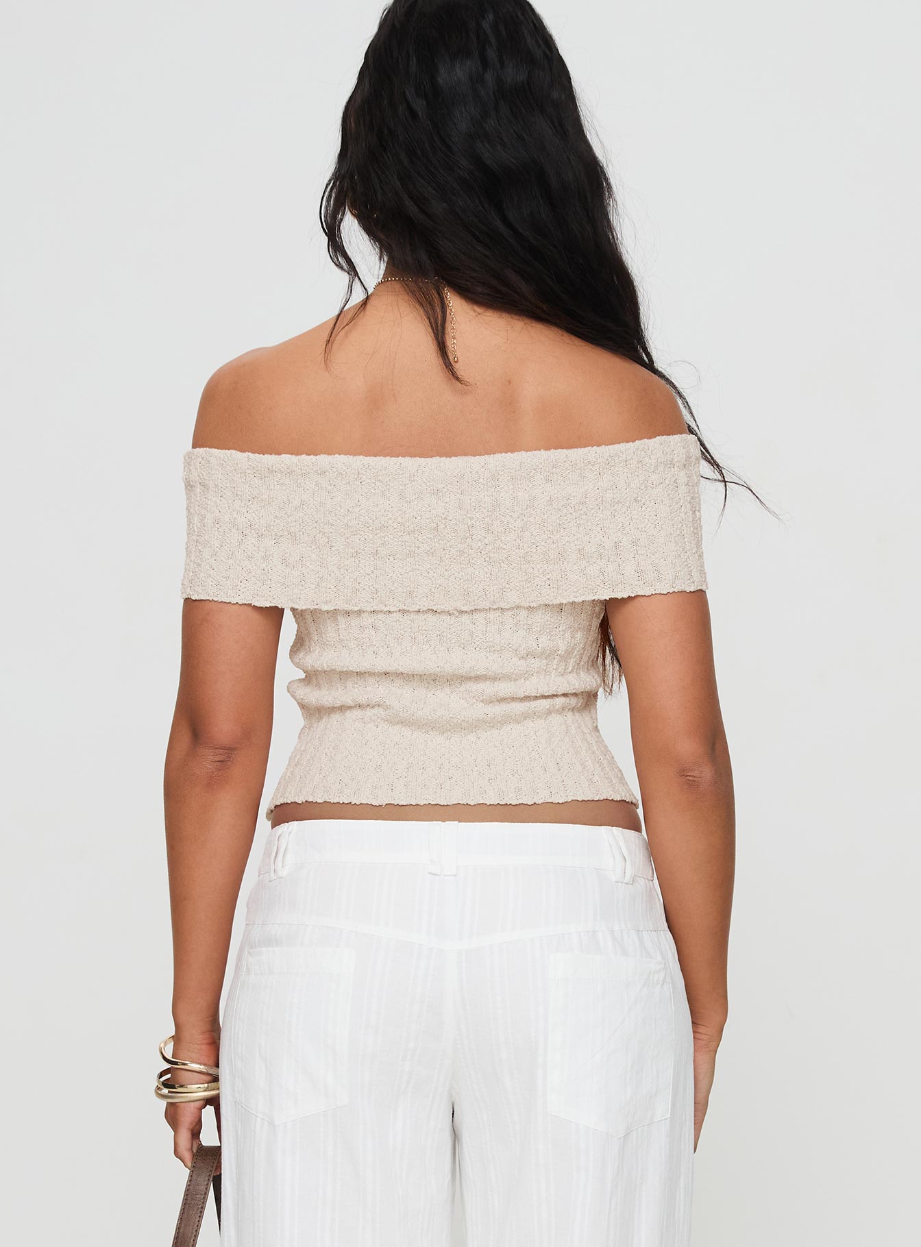 Murmur Off Shoulder Top Beige Cheap 100% Original