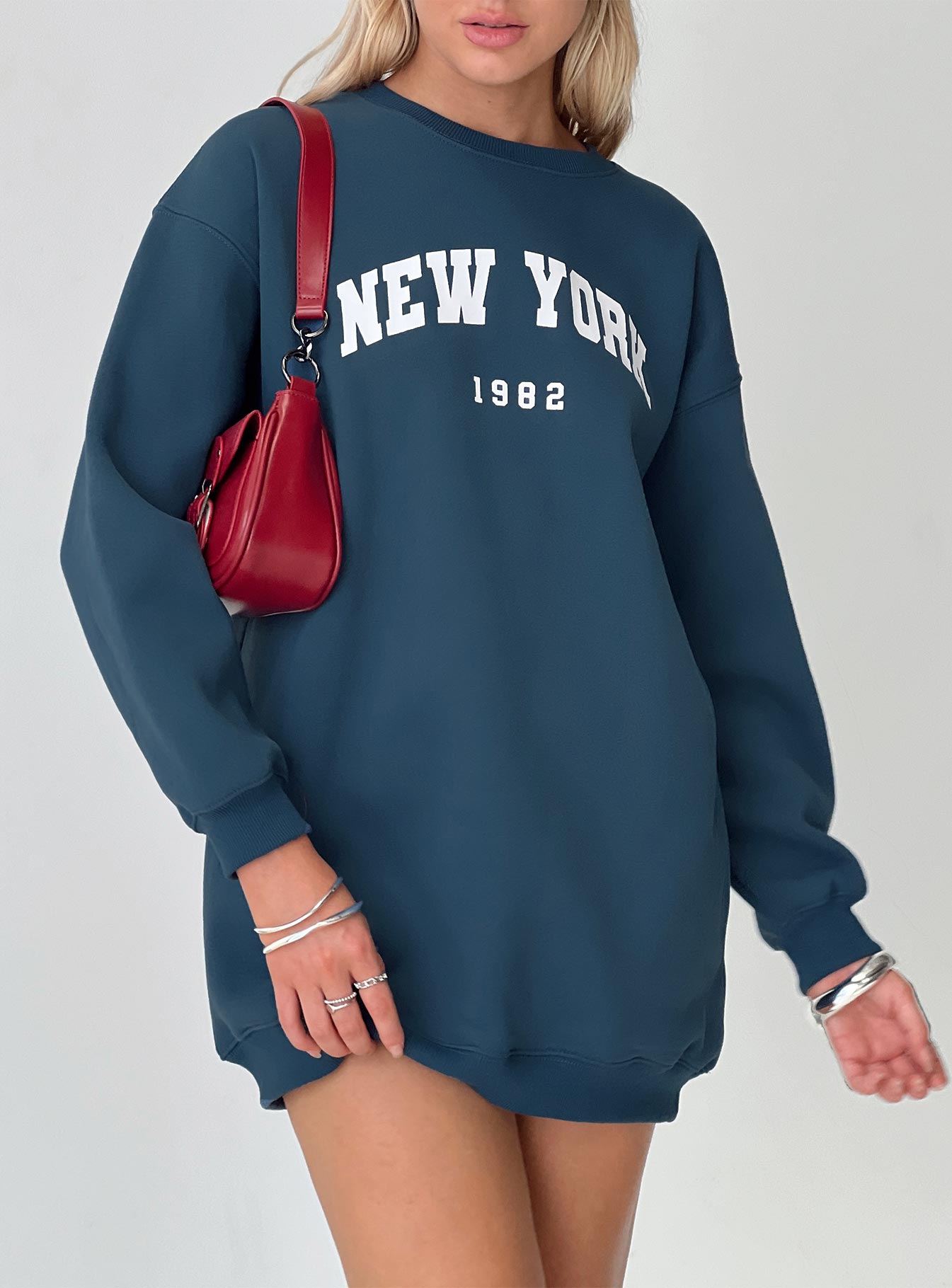 New York Minute Mini Sweatshirt Dress Navy Buy Cheap Free Shipping