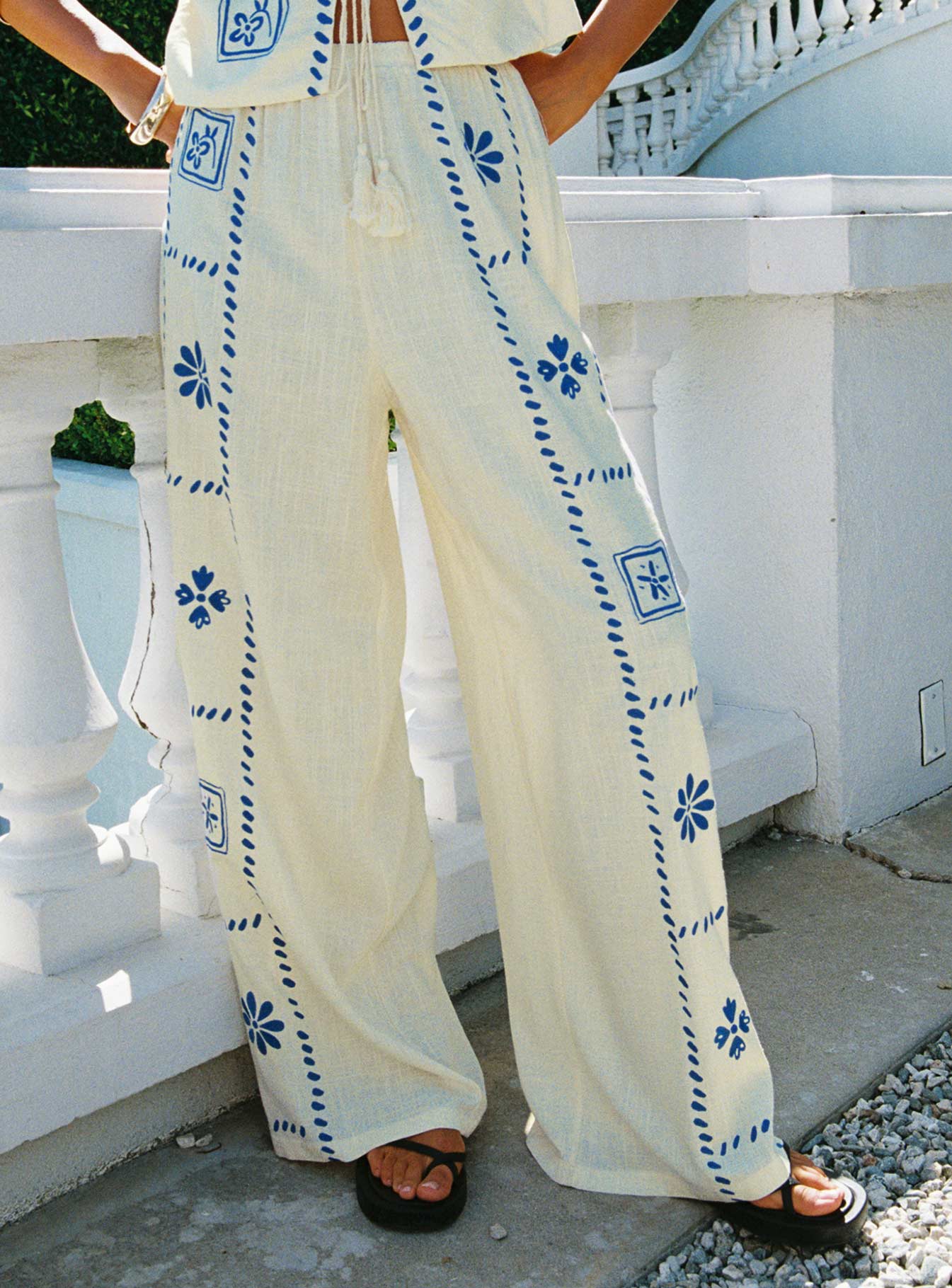 Grazia Pants Cream / Blue Outlet Buy