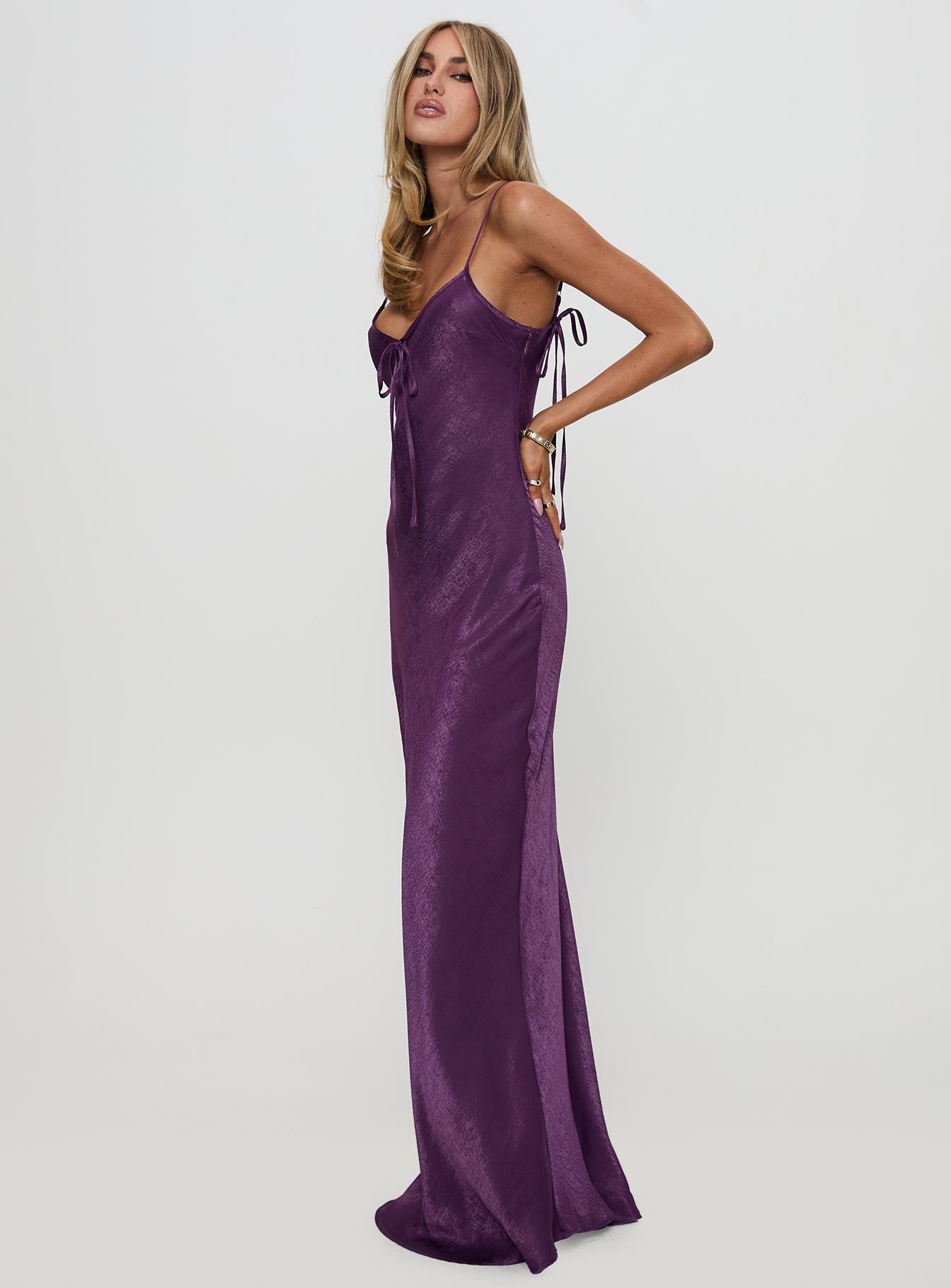 Linger Bias Cut Maxi Dress Purple Discount Cheapest