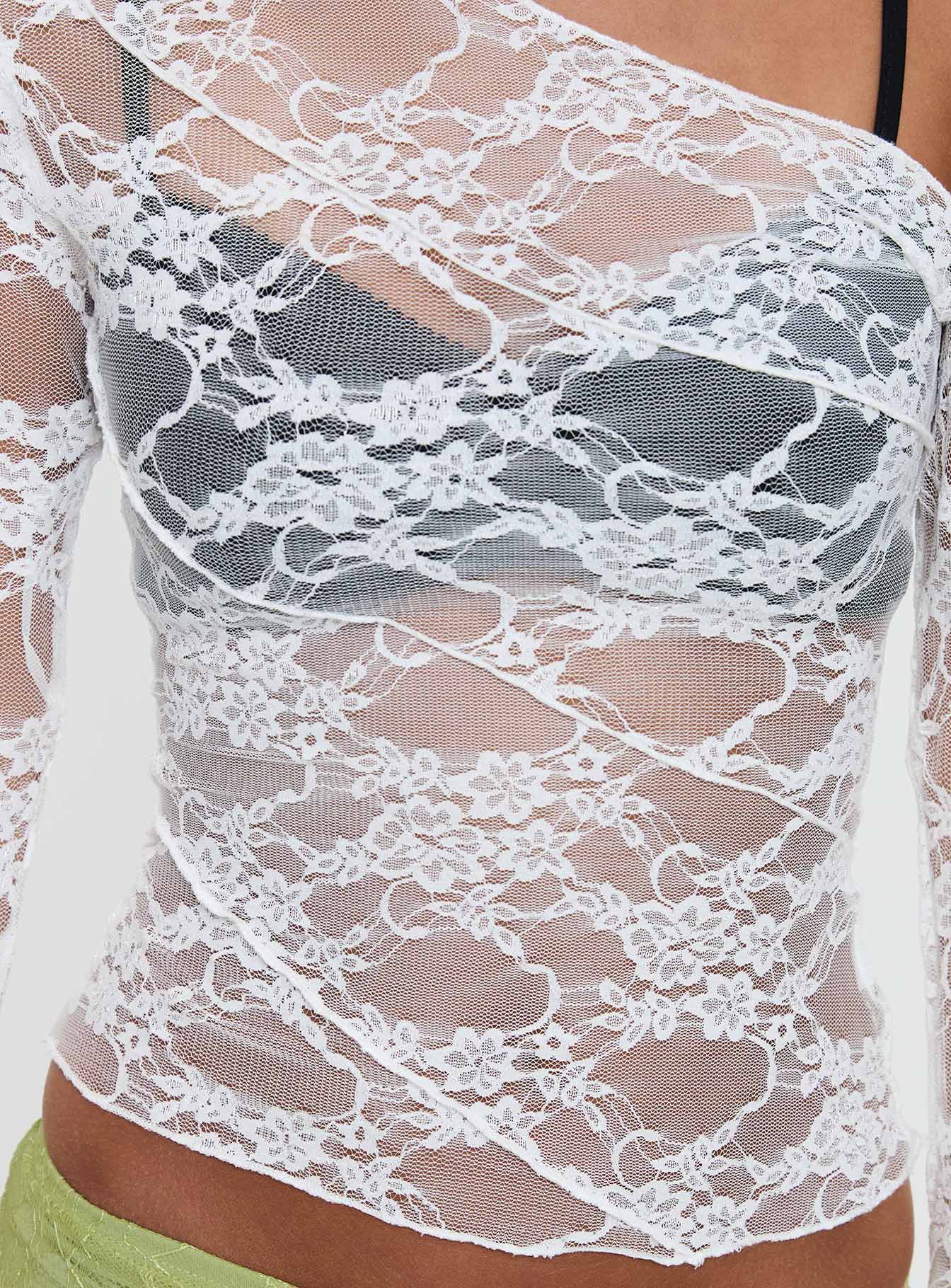 How Ironic One Shoulder Lace Top Cream Clearance From China