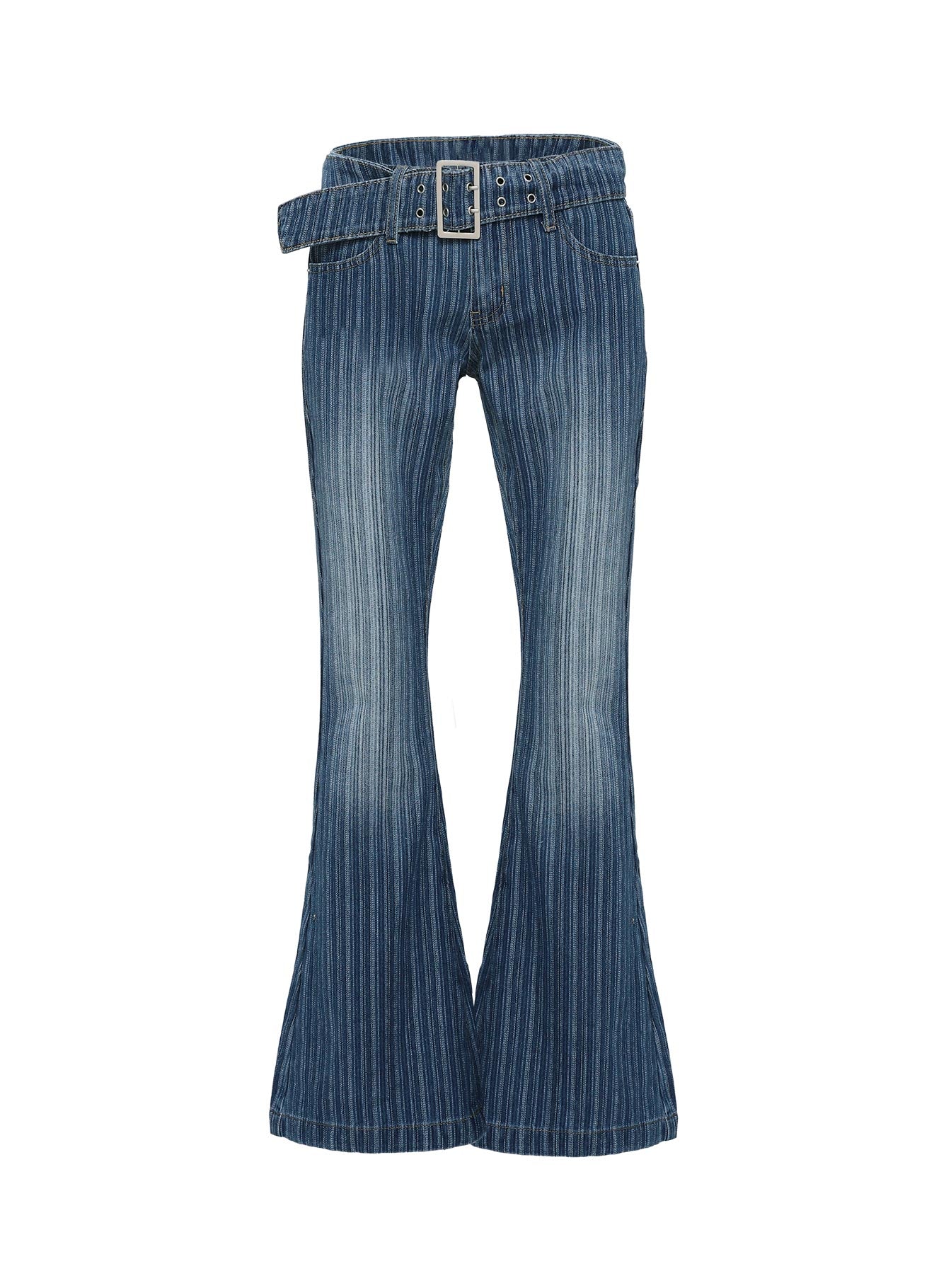 Ralbartia Stripe Belted Jeans Mid Wash Discounts Cheap Pice