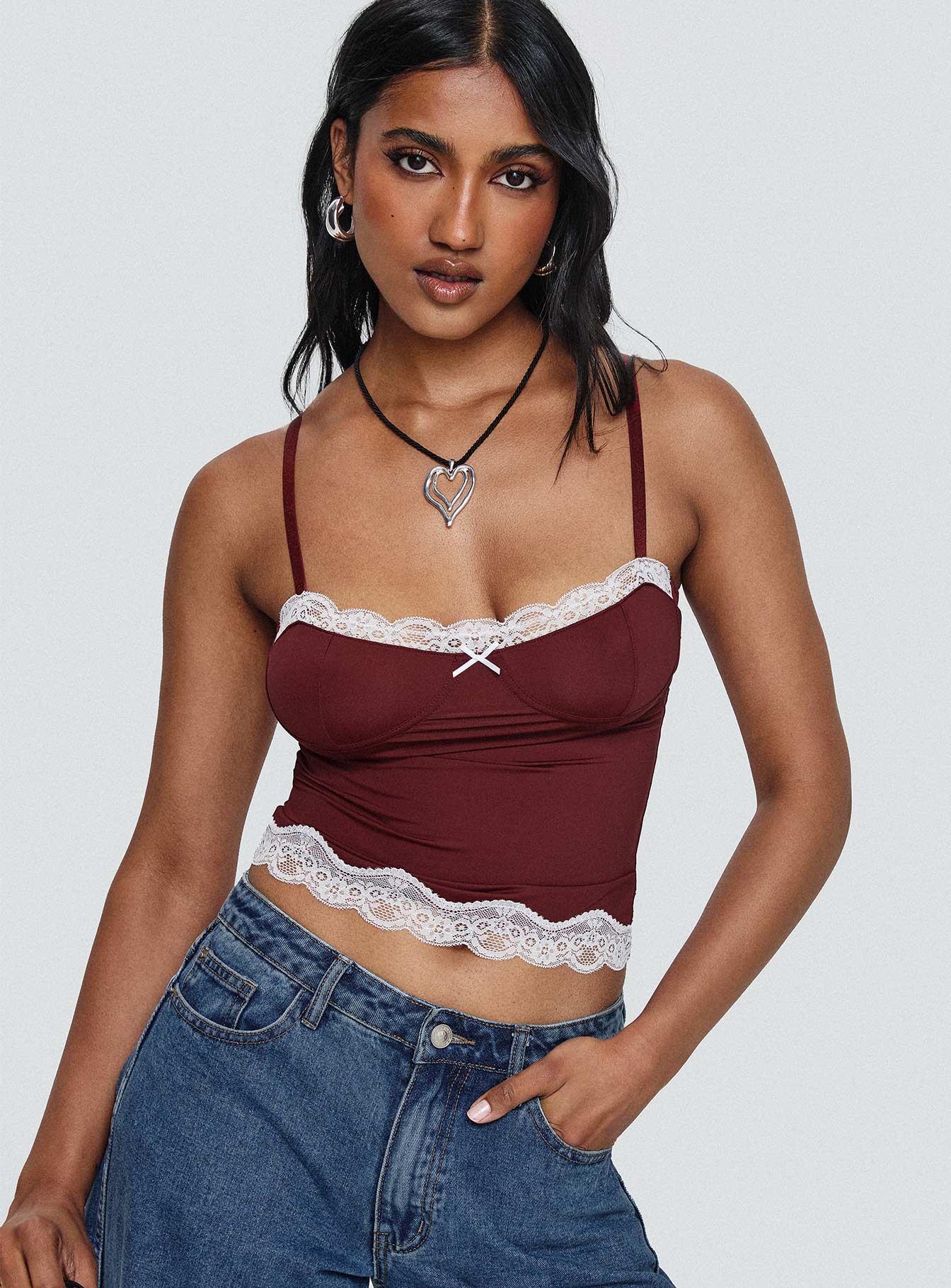 Top Model Cami Burgundy 2025 Cheap Online