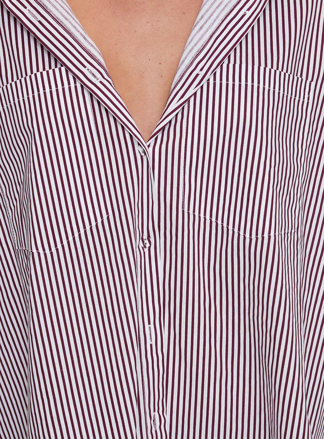 Takes You Far Shirt Burgundy Stripe Discounts