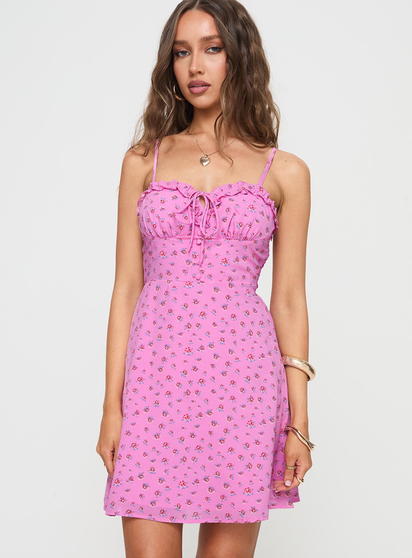 Love Birds Mini Dress Pink Floral Excellent Online