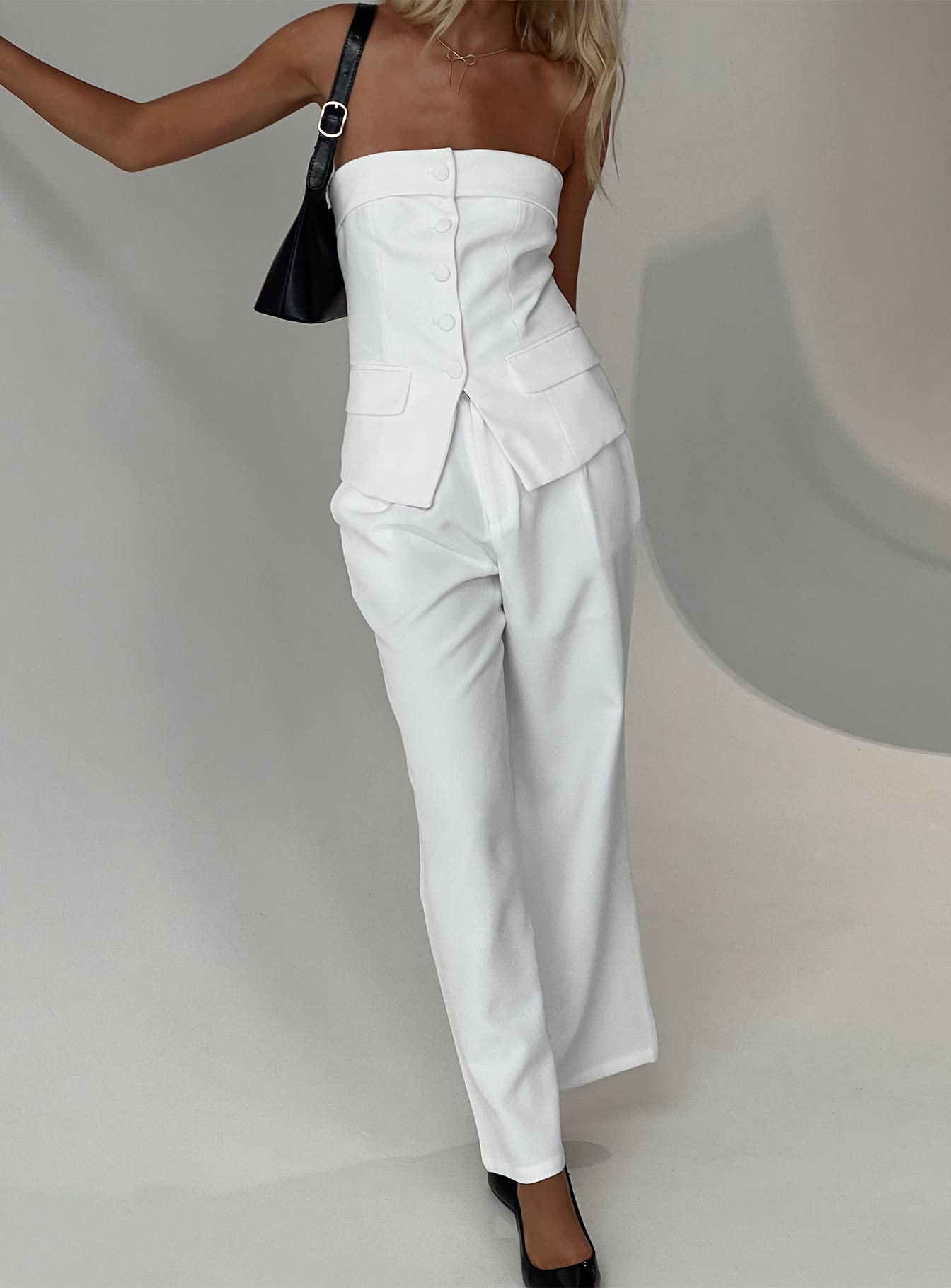 Jazzar Pocket Detail Pleated Pant White Petite Clearance Great Deals