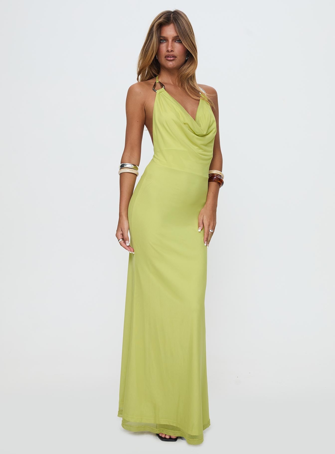 Rhaenyra Halter Maxi Dress Green Sale View