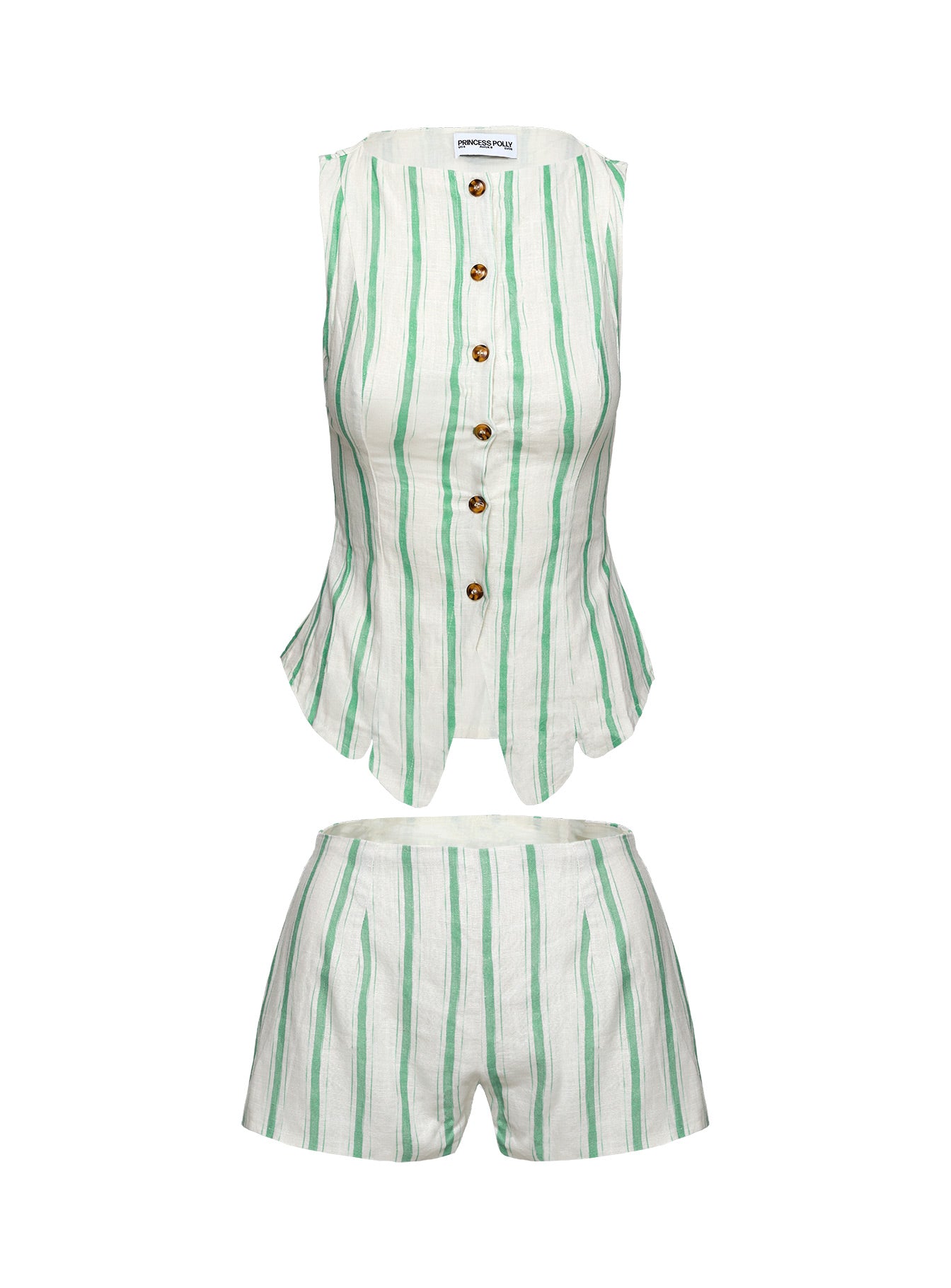 Therese Vest Set Green Stripe Sale With Paypal