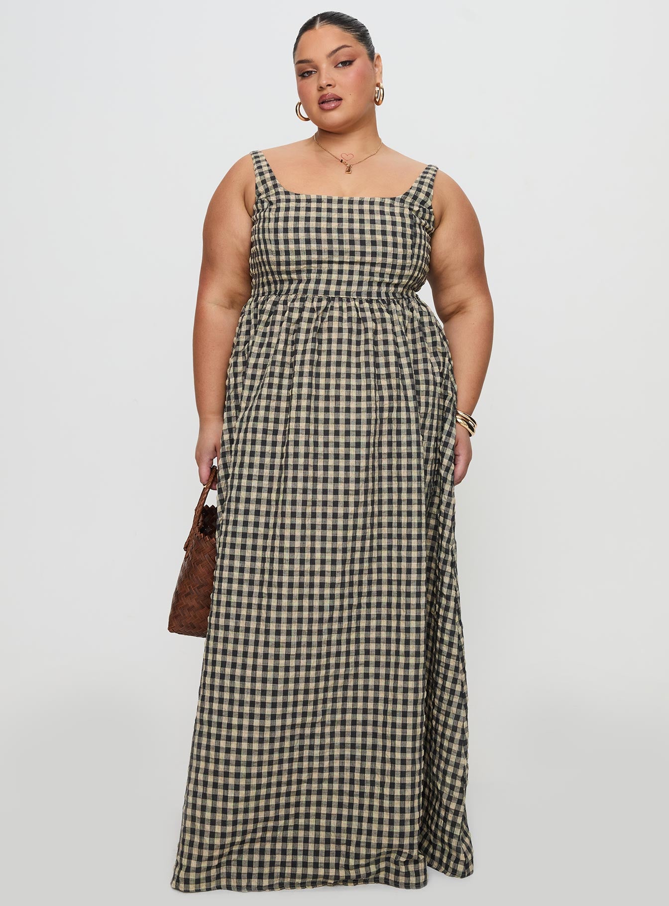 Cartmel Check Maxi Dress Black / Cream Curve Best Pices