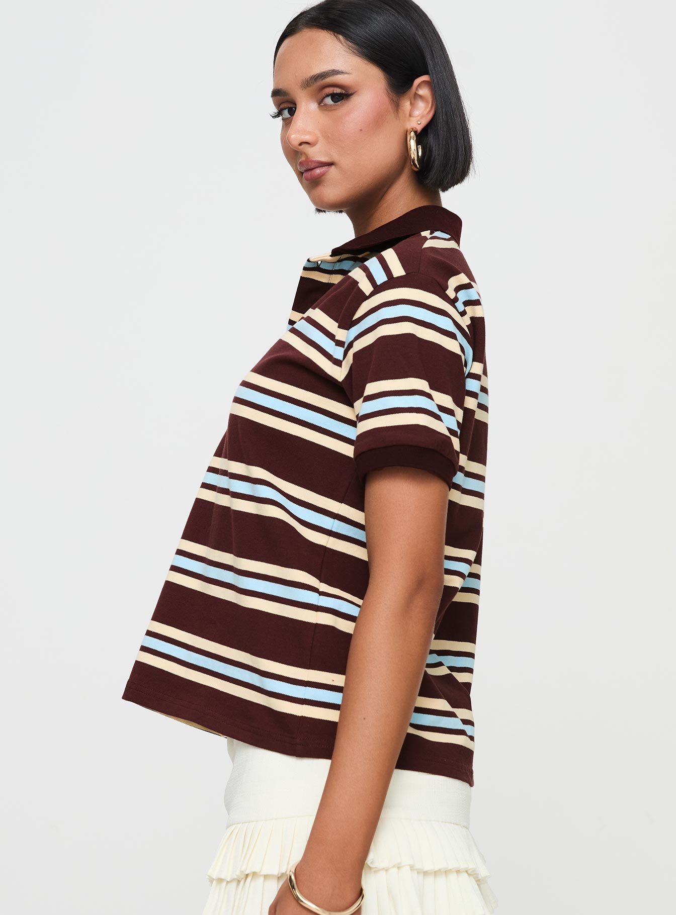 Leisure Polo Chocolate Multi Free Shipping Reliable