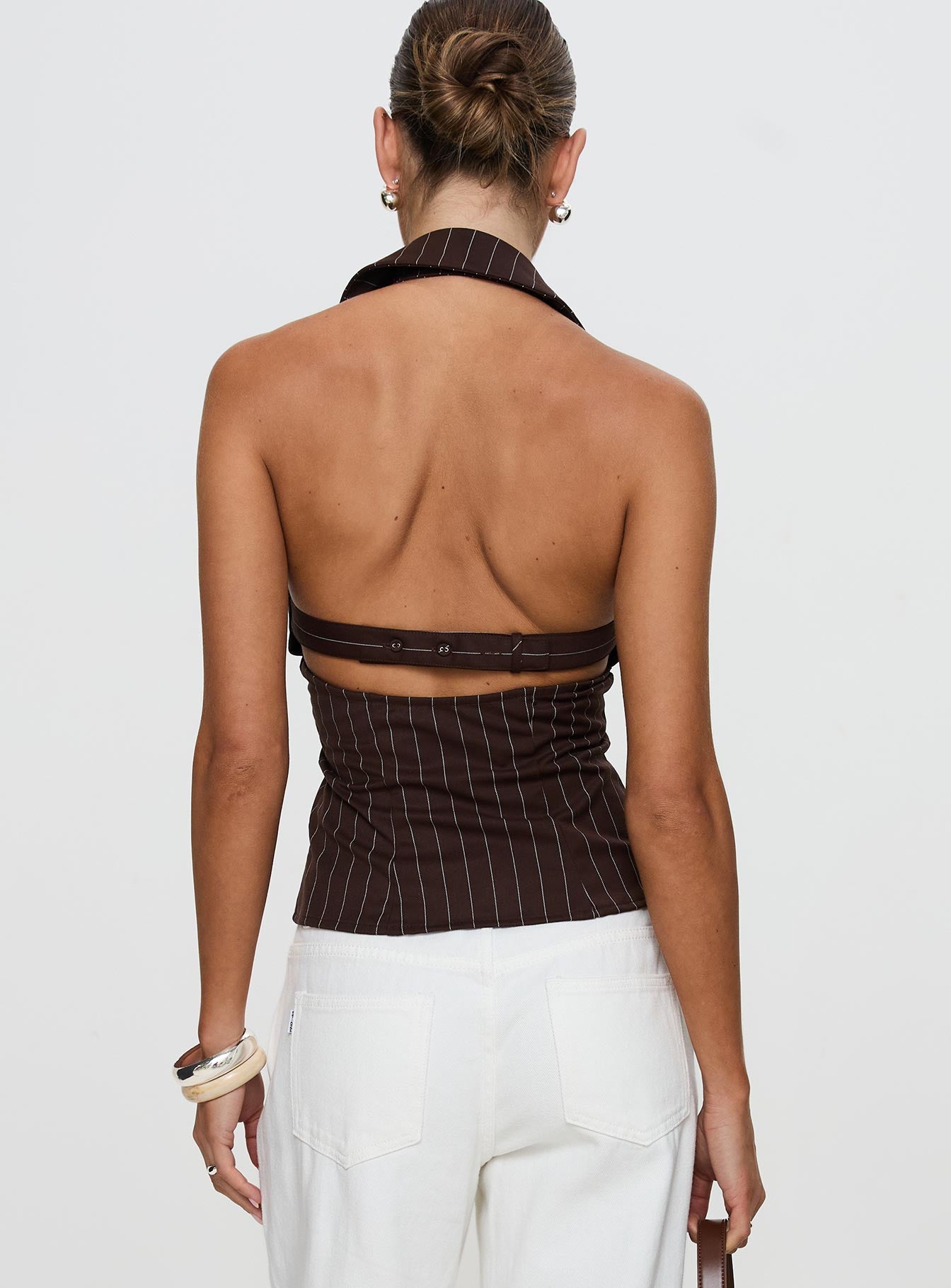 Victorie Halter Top Chocolate Stripe Sale Free Shipping