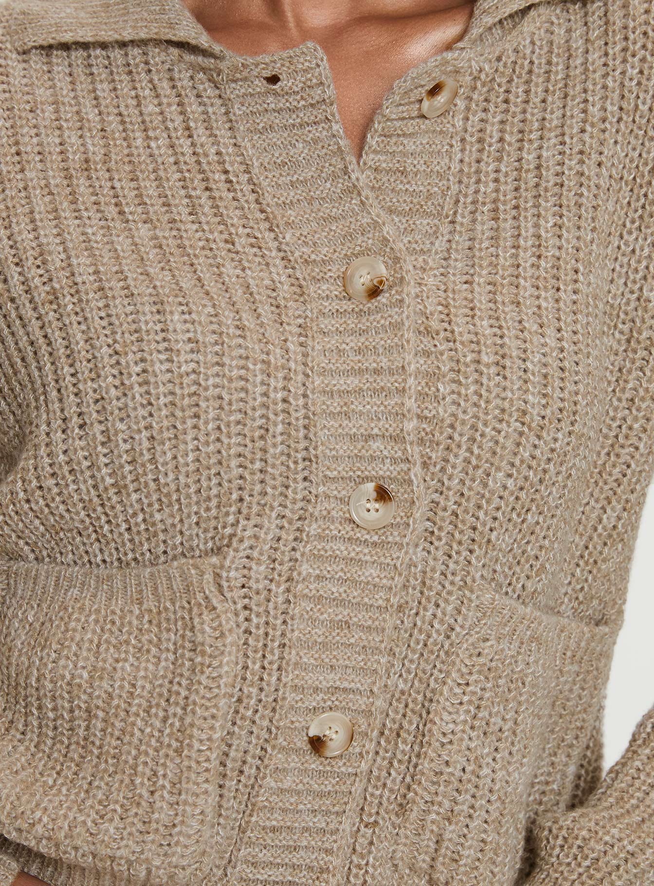 Darcel Button Up Knit Cardigan Mocha Big Discount For Sale