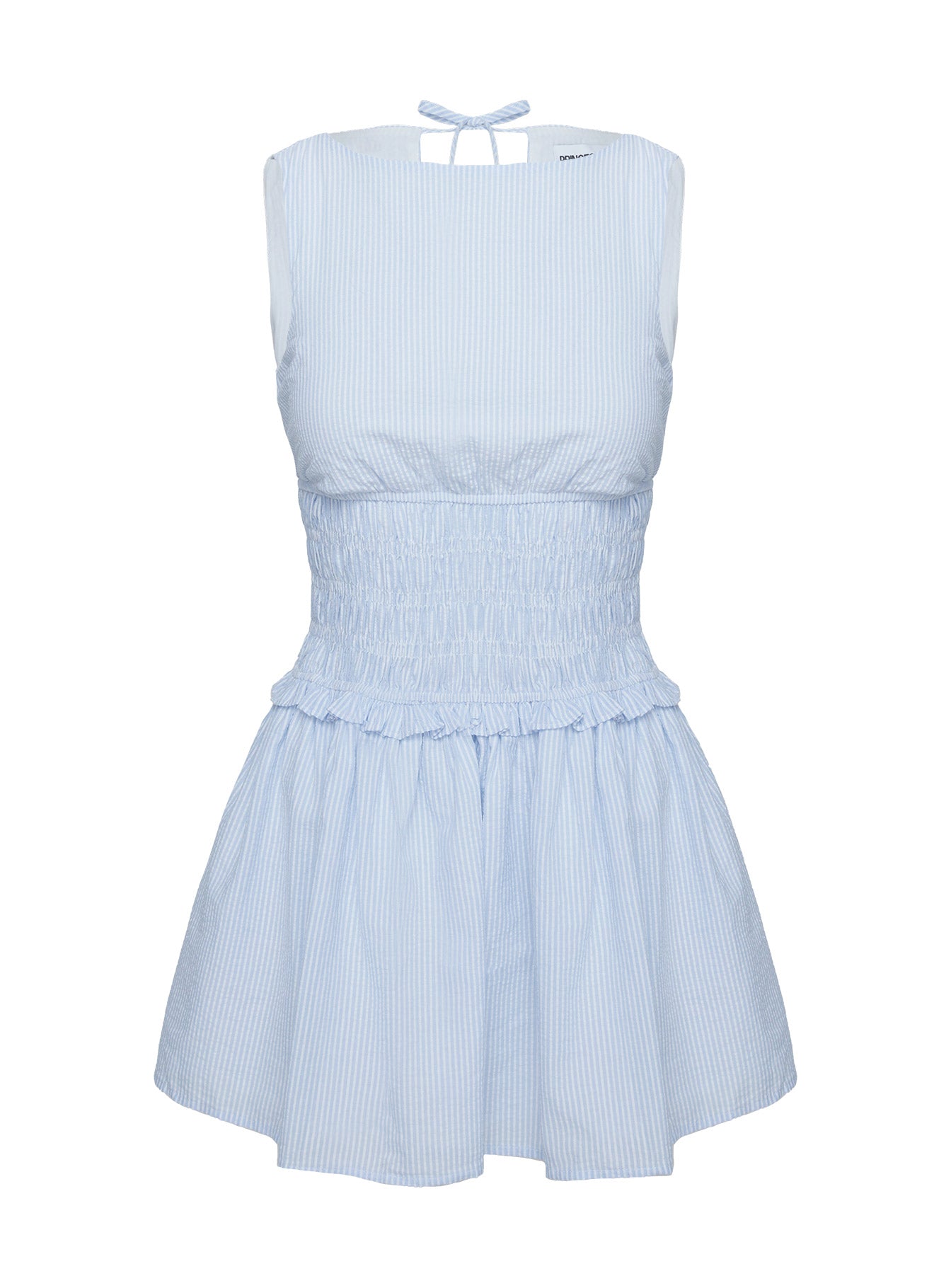 Yennifer Shirred Mini Dress Blue / White Petite Discount Official Site