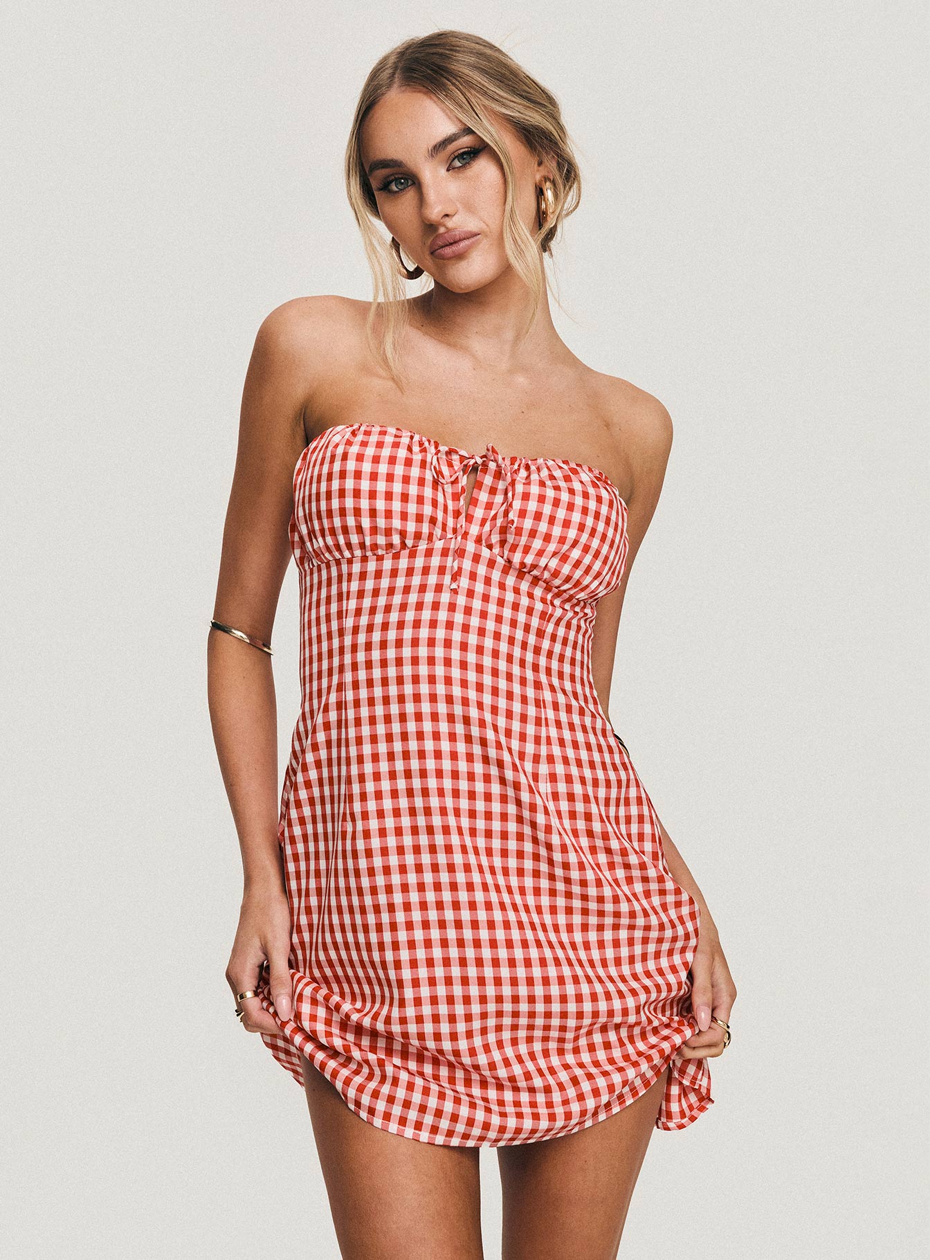 Double Date Mini Dress Red Gingham Cheap Get To Buy