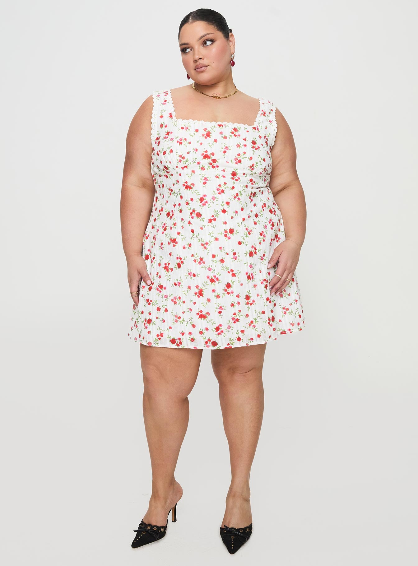 Dasha Mini Dress White Floral Curve Purchase For Sale