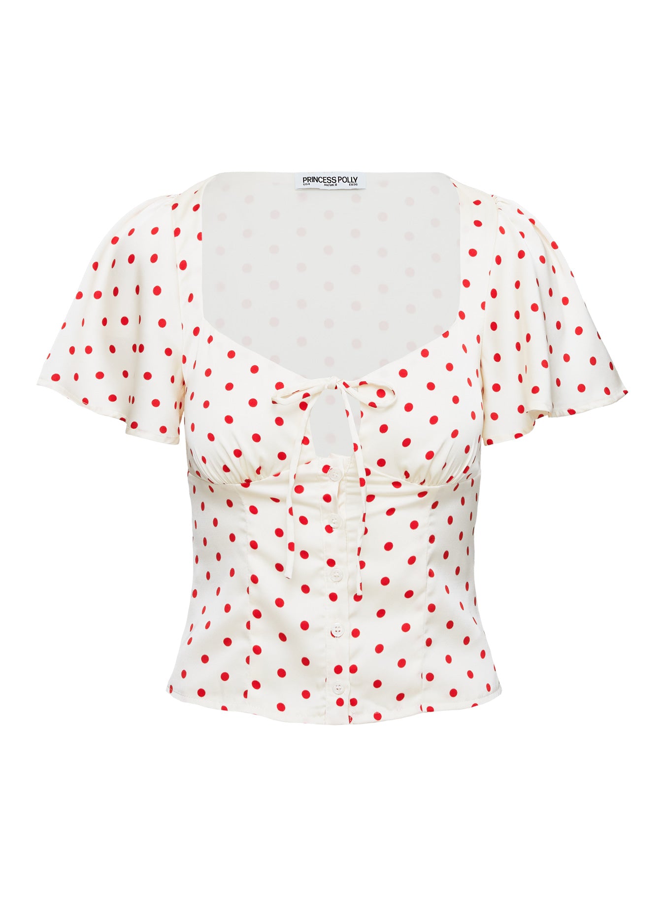 Adrienna Flutter Blouse White / Red 2025 Unisex Online