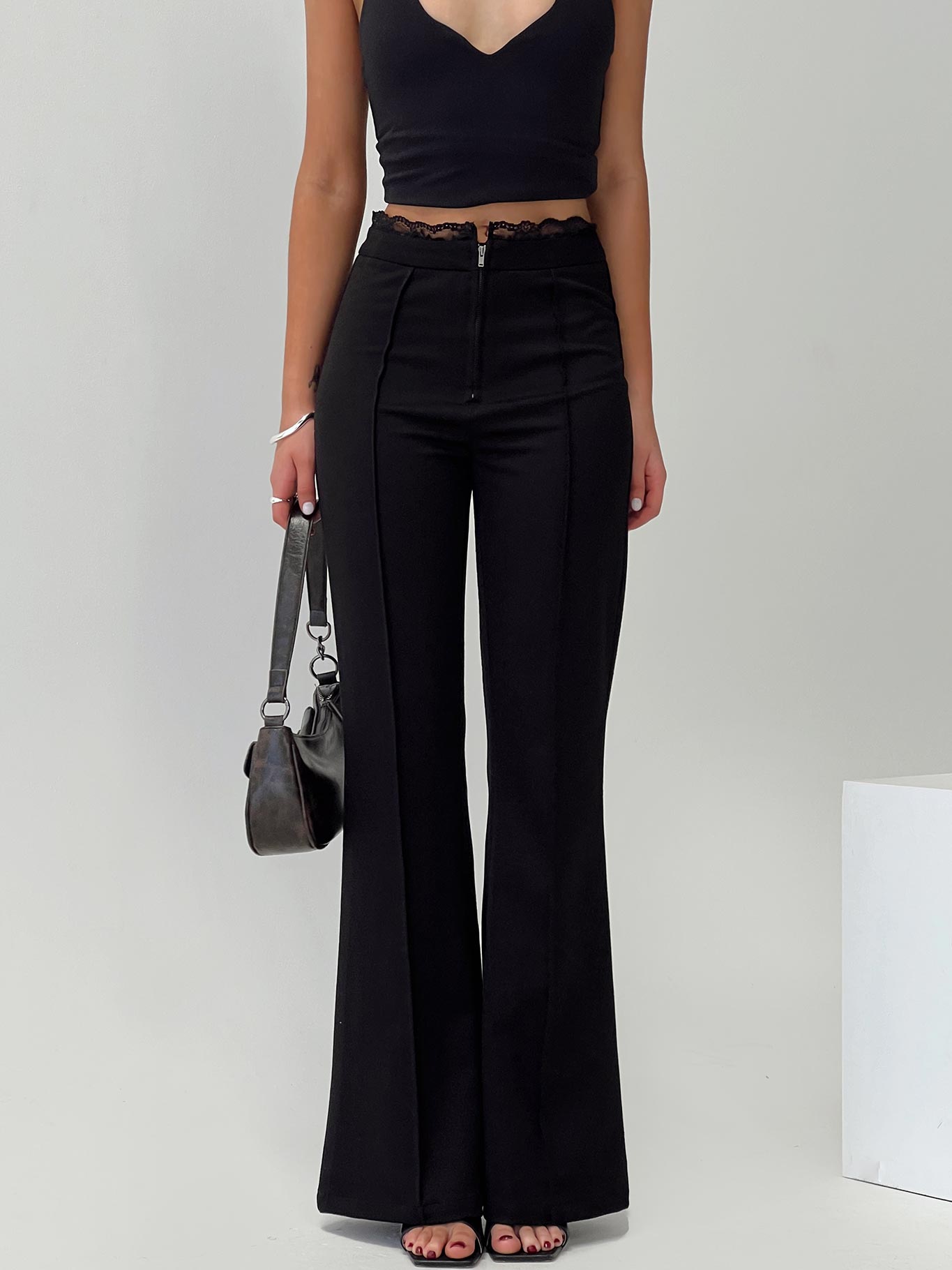 Stellina Slim Fit Flared Pants Black Sale Footlocker Pictures