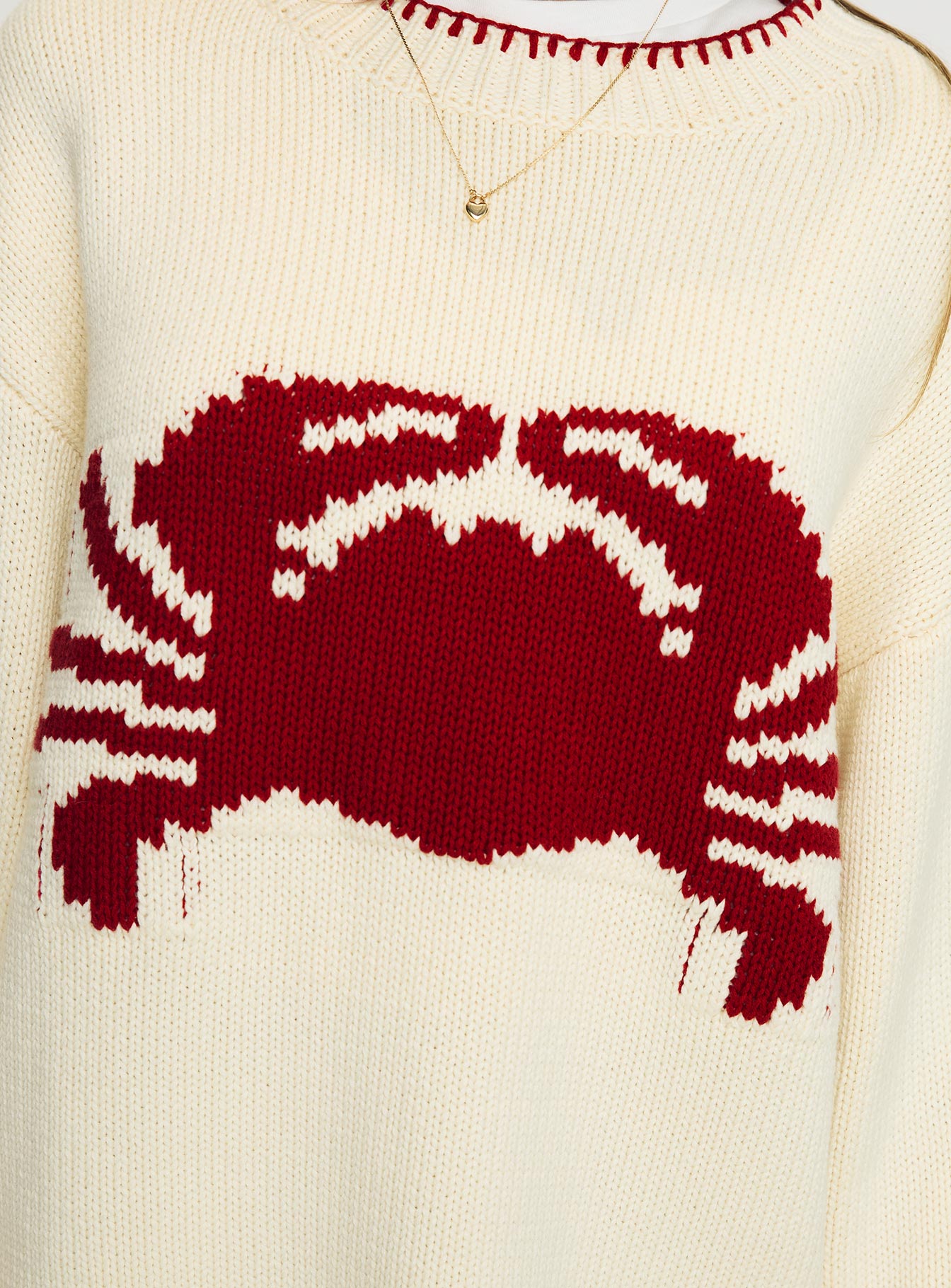 Coastlines Knit Sweater Cream / Red Good Selling Cheap Pice