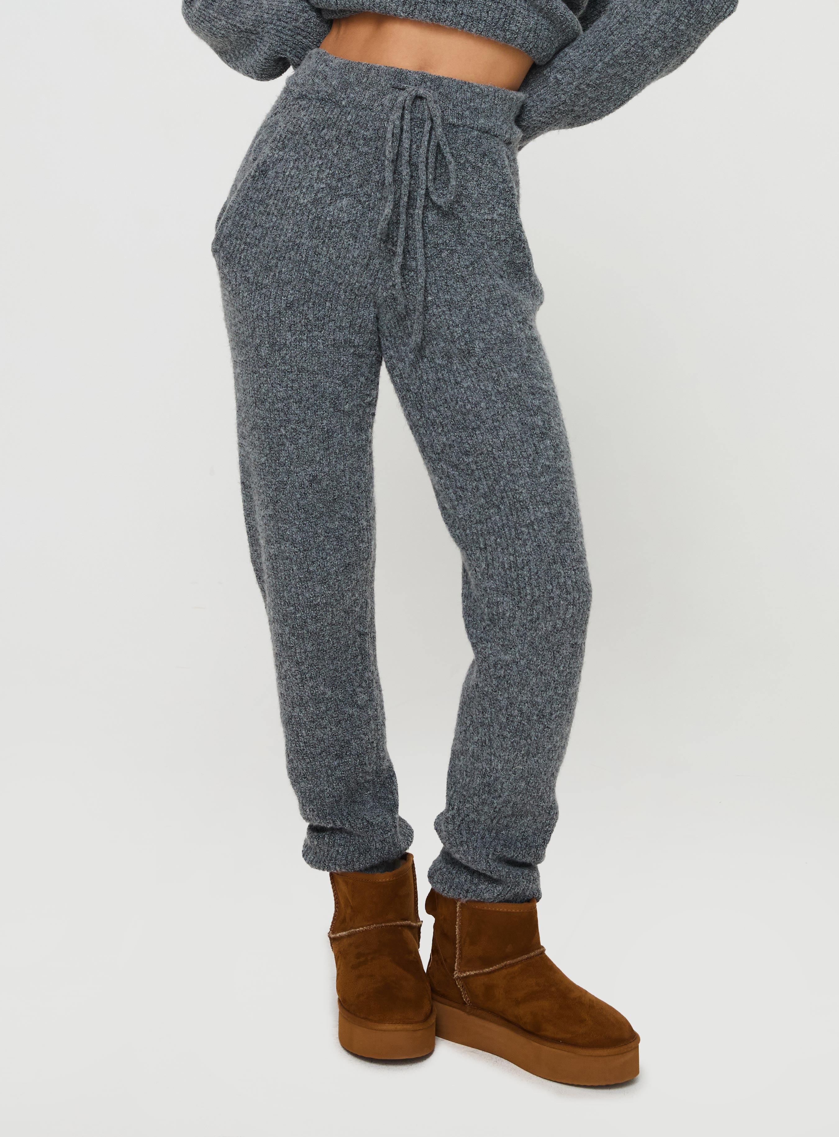 Abrams Rib Knit Pants Charcoal Marle Outlet Manchester Great Sale