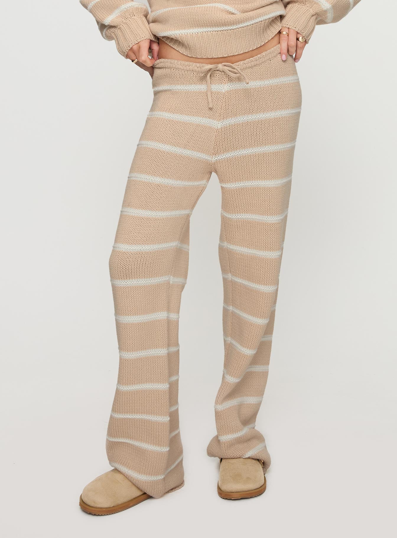 Read Your Mind Knit Pant Cream Stripe View For Sale