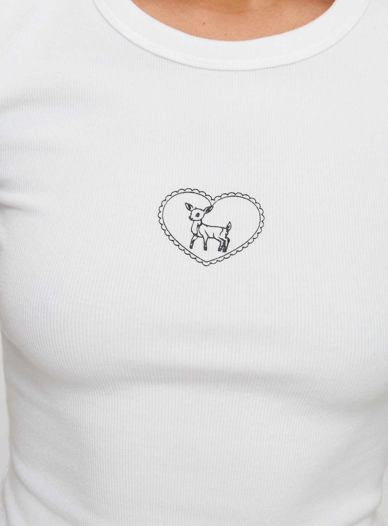 Baseline Rib Tee Oh Deer White Discount Popular