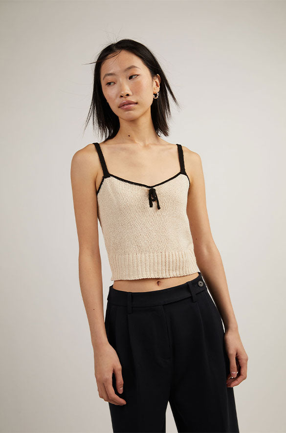 KNIT TANK TOP WITH CONTRAST TRIM Latest Cheap Online