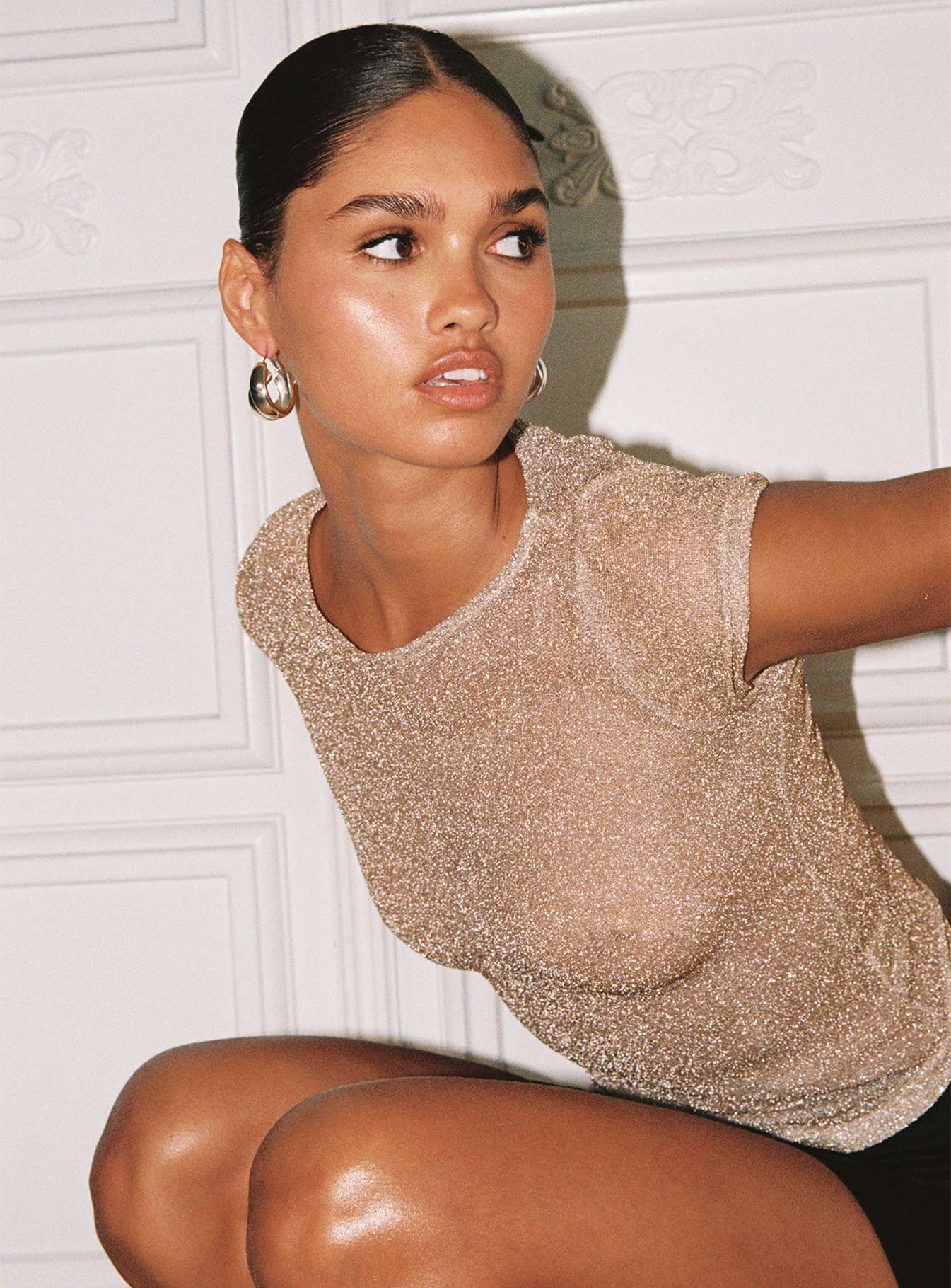 Crystal Clear Mesh Top Rose Gold Pices Cheap Pice