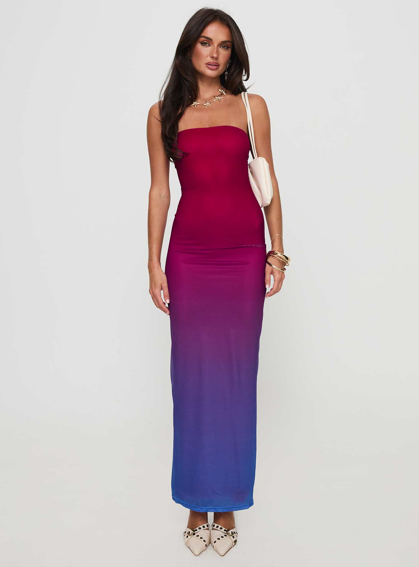 Stolen Love Strapless Maxi Dress Pink / Purple Ombre Reliable For Sale