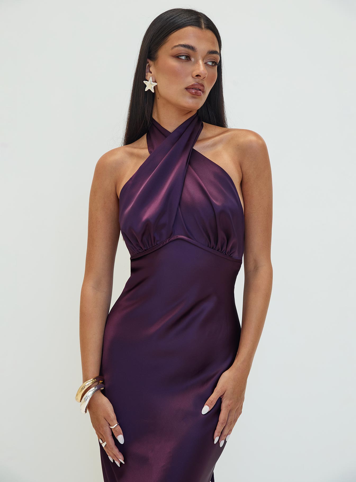 Rosaminta Halter Maxi Dress Plum Cheap For Cheap