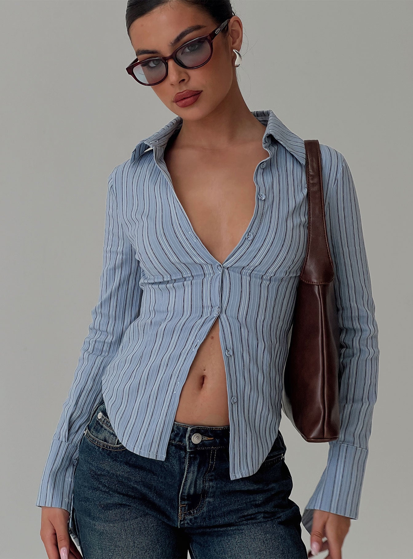 Madlin Long Sleeve Top Blue Stripe Discount Shop For